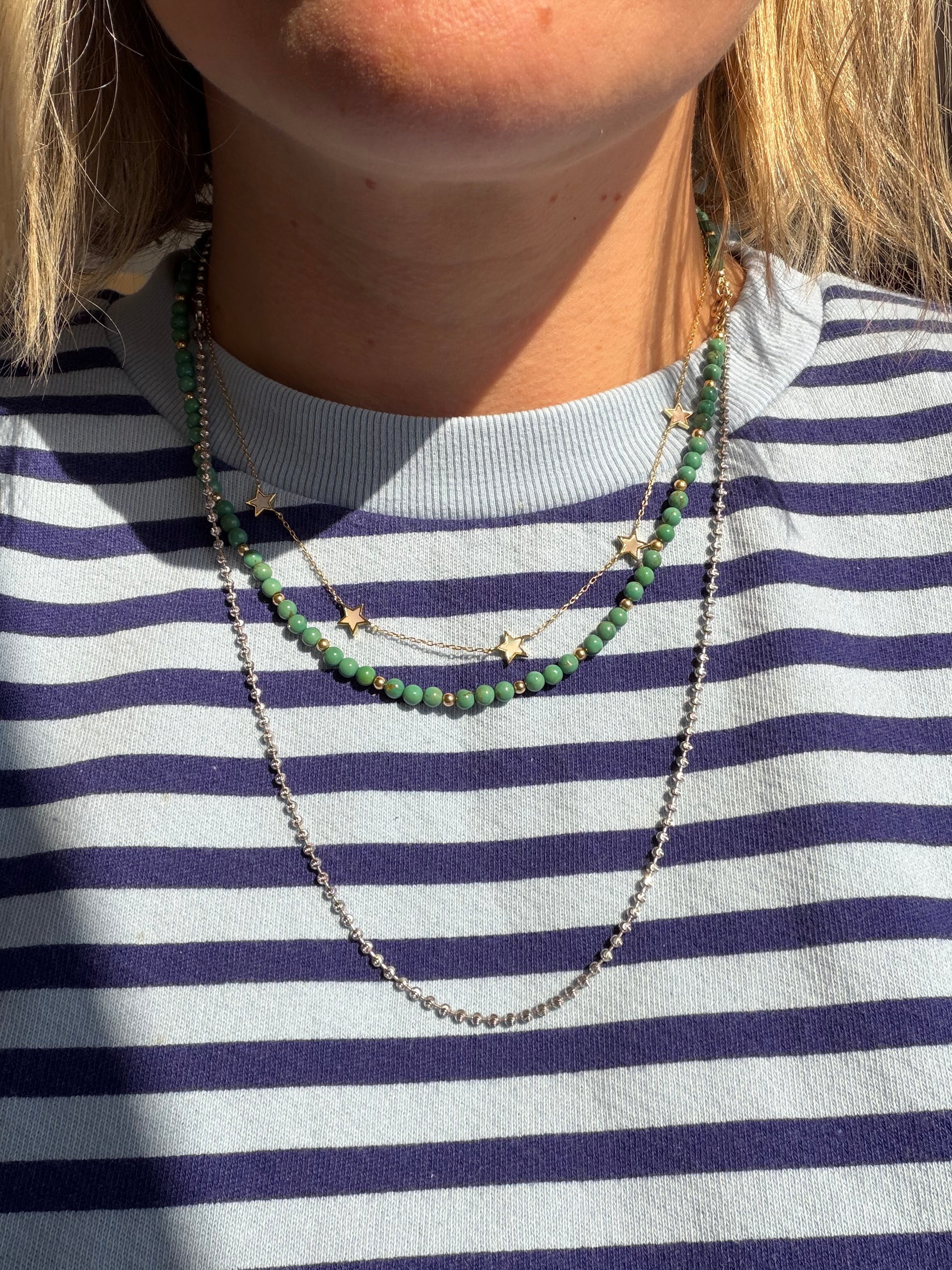 14k white gold moon cut ball chain and bracelet