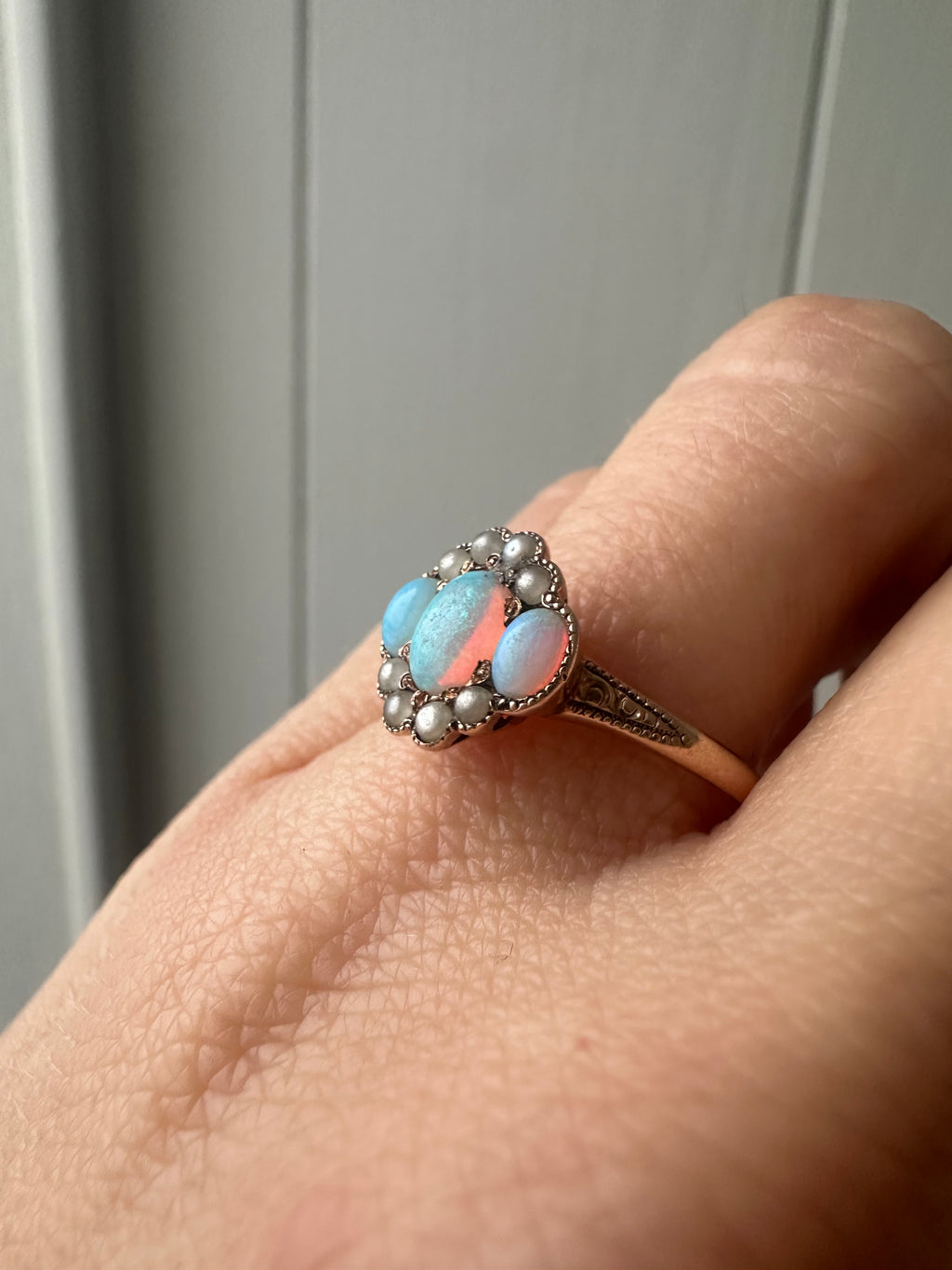 antique opal and seed pearl