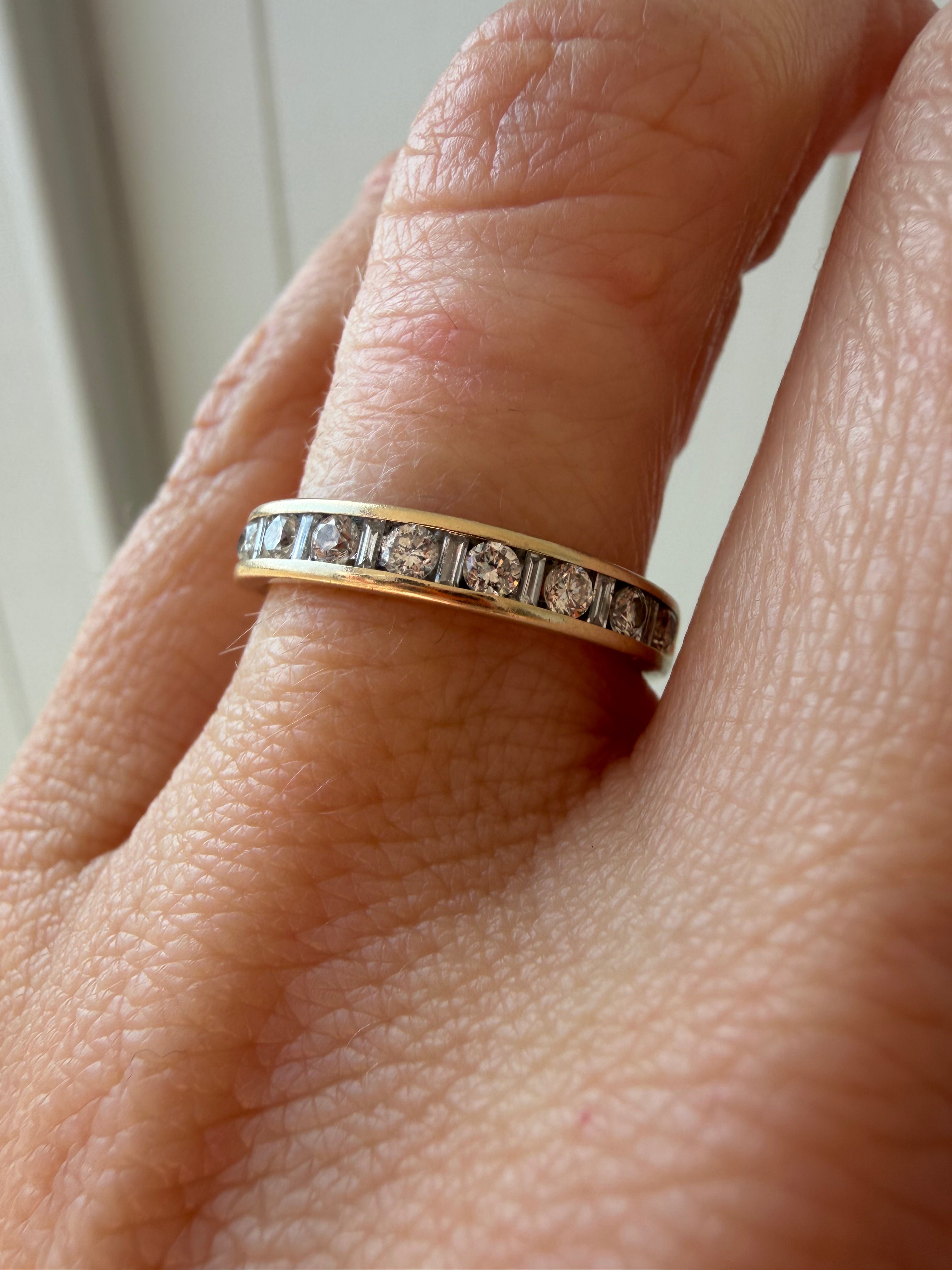 channel and baguette set diamond band