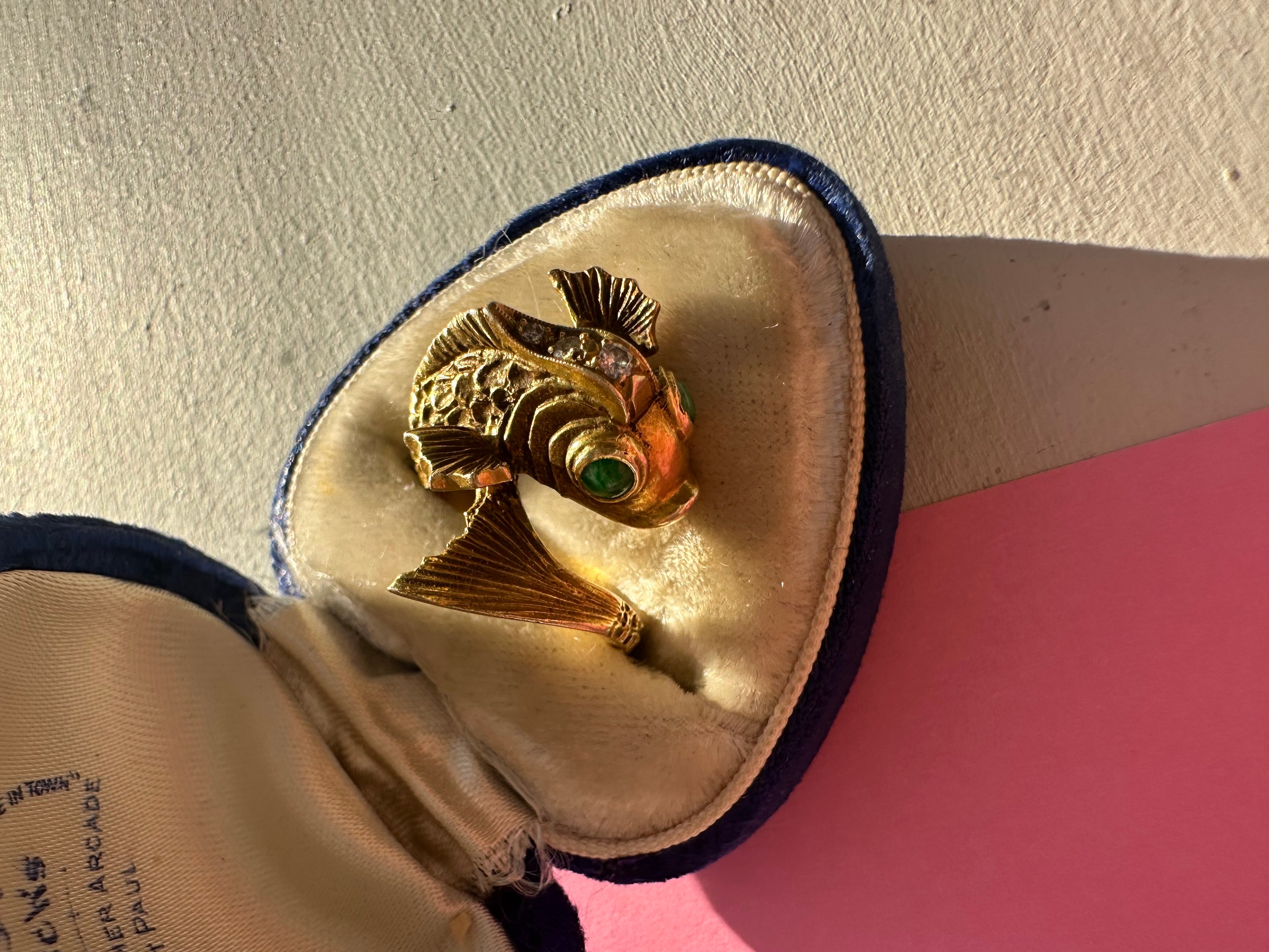 antique lucky koi fish ring