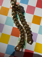two tone solid curb link bracelet