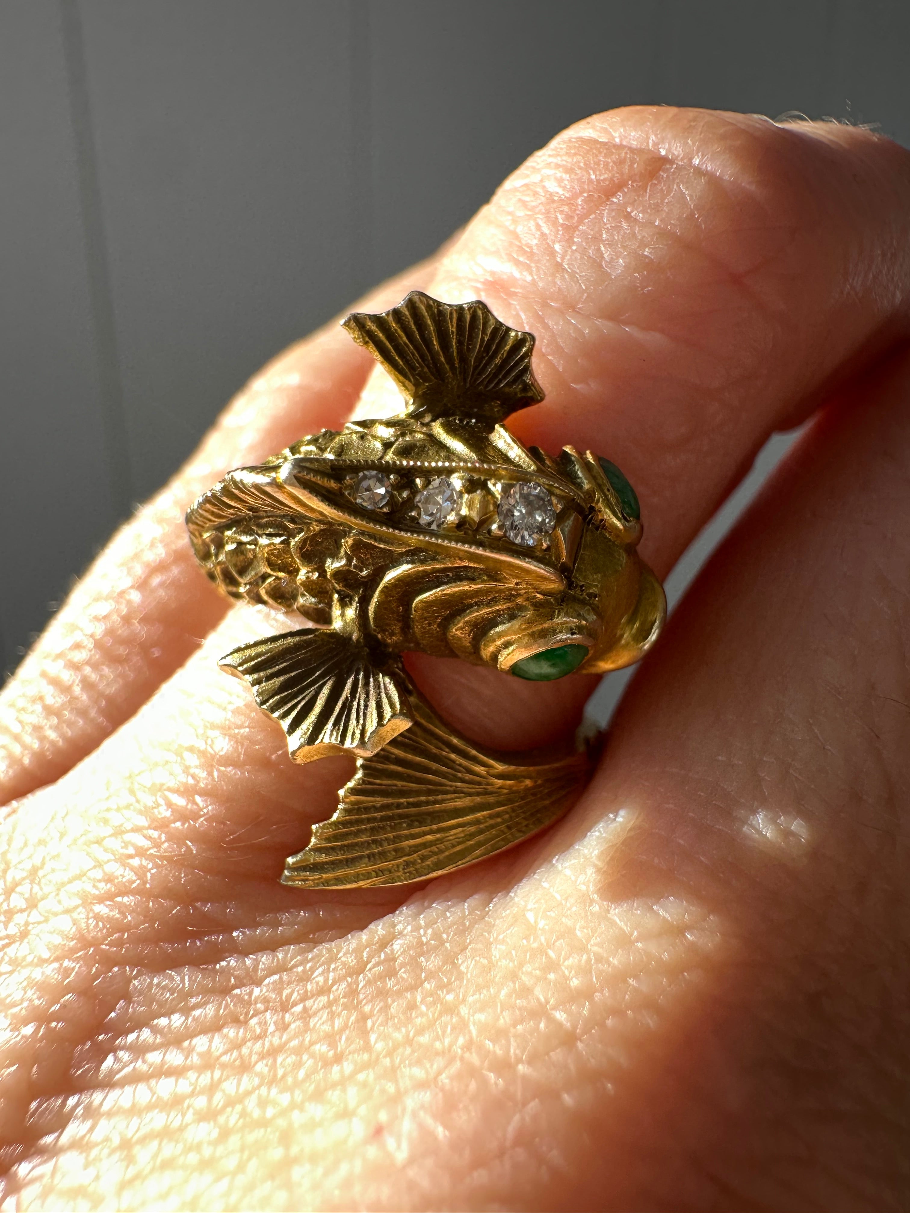 antique lucky koi fish ring
