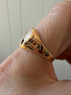 1928 diamond R signet ring
