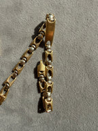 two tone buckle link bracelet with small ID bar