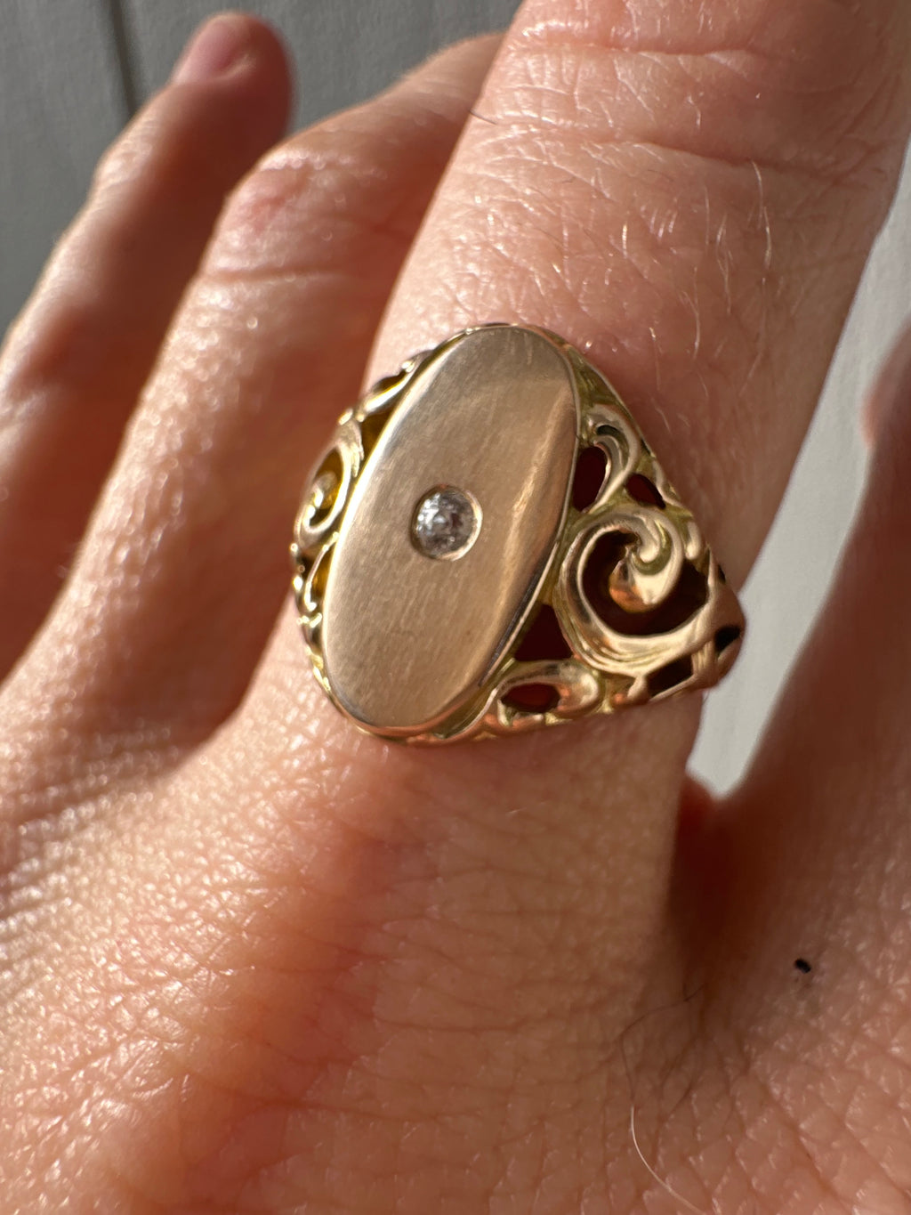 old mine cut diamond signet