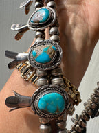 Sterling silver and turquoise vintage squash blossom