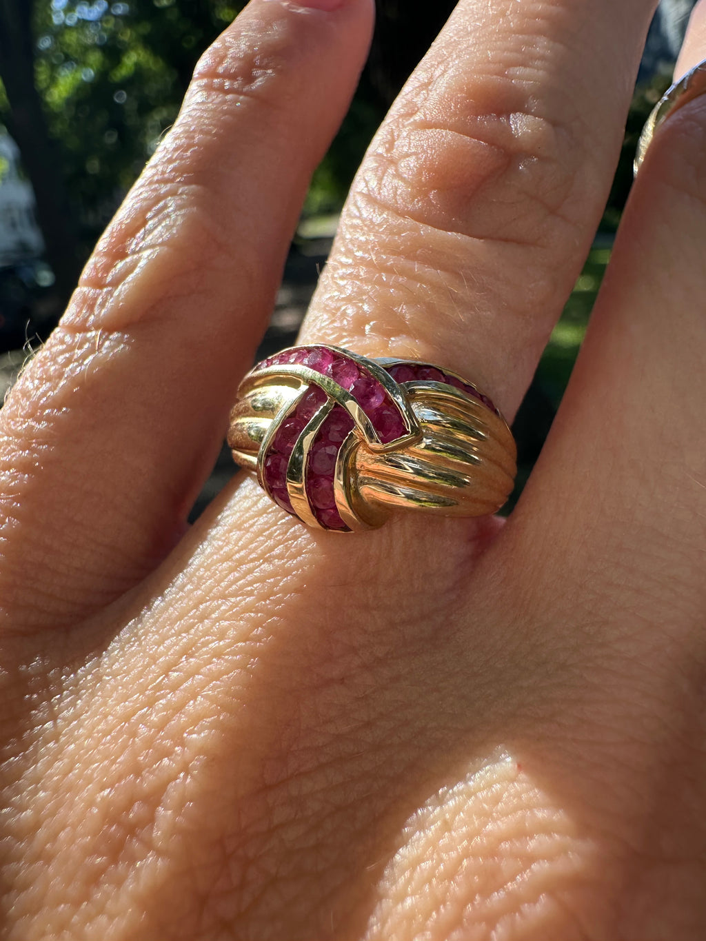 ruby and gold bypass ring