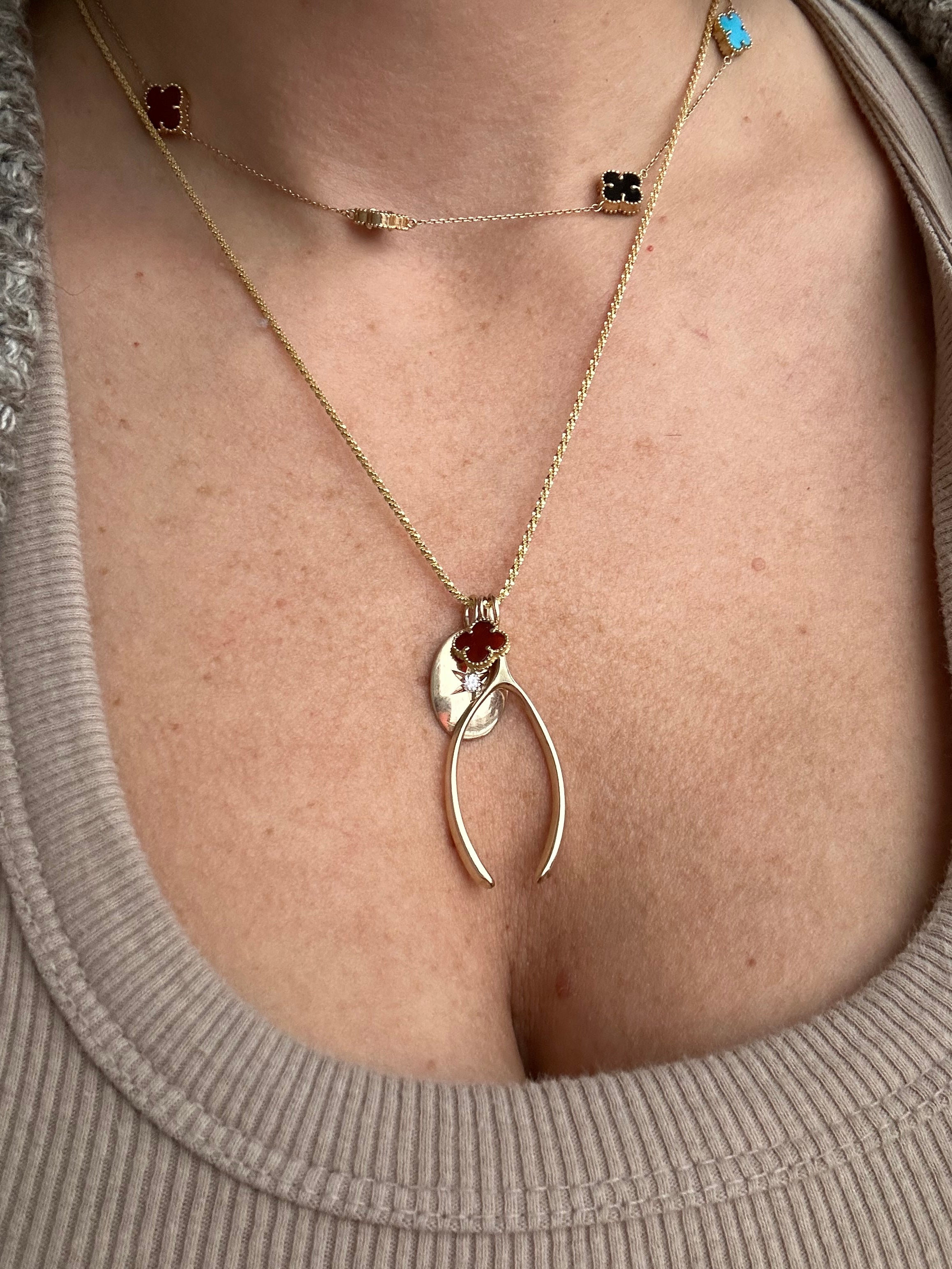 18k confetti chain with adjustable length slider