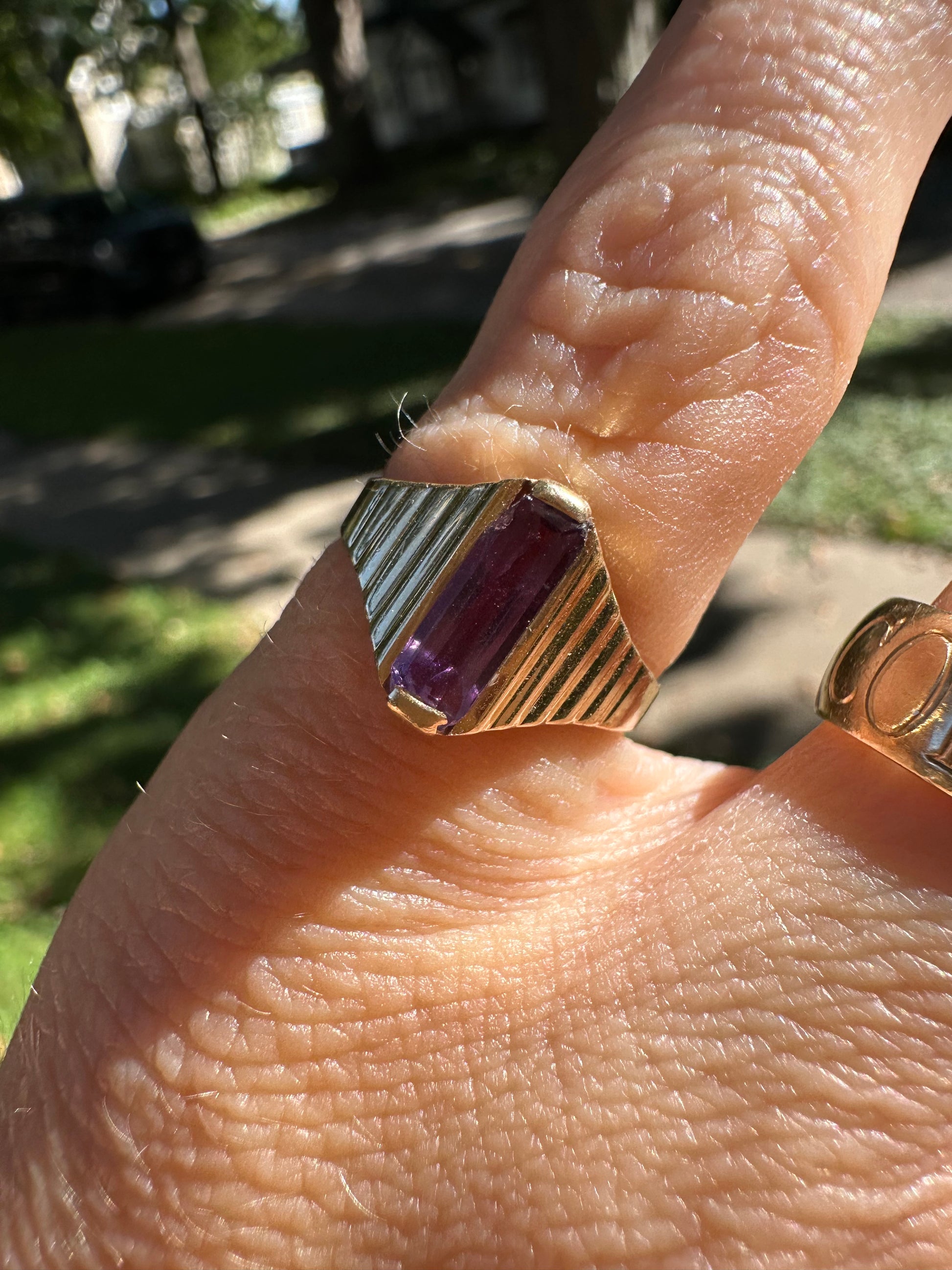 modern amethyst ring