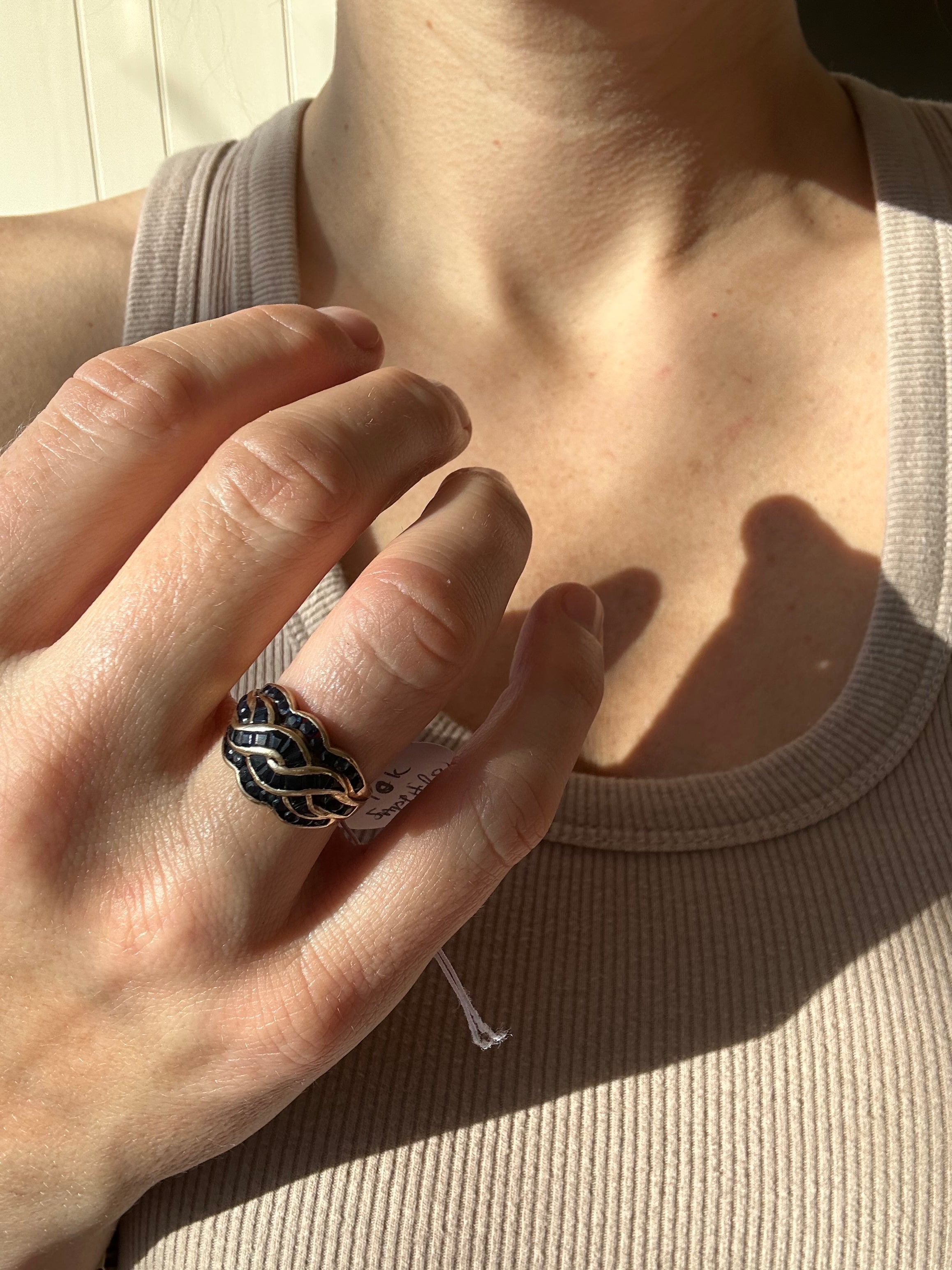 sapphire pretzel ring