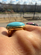 bezel set east west turquoise ring