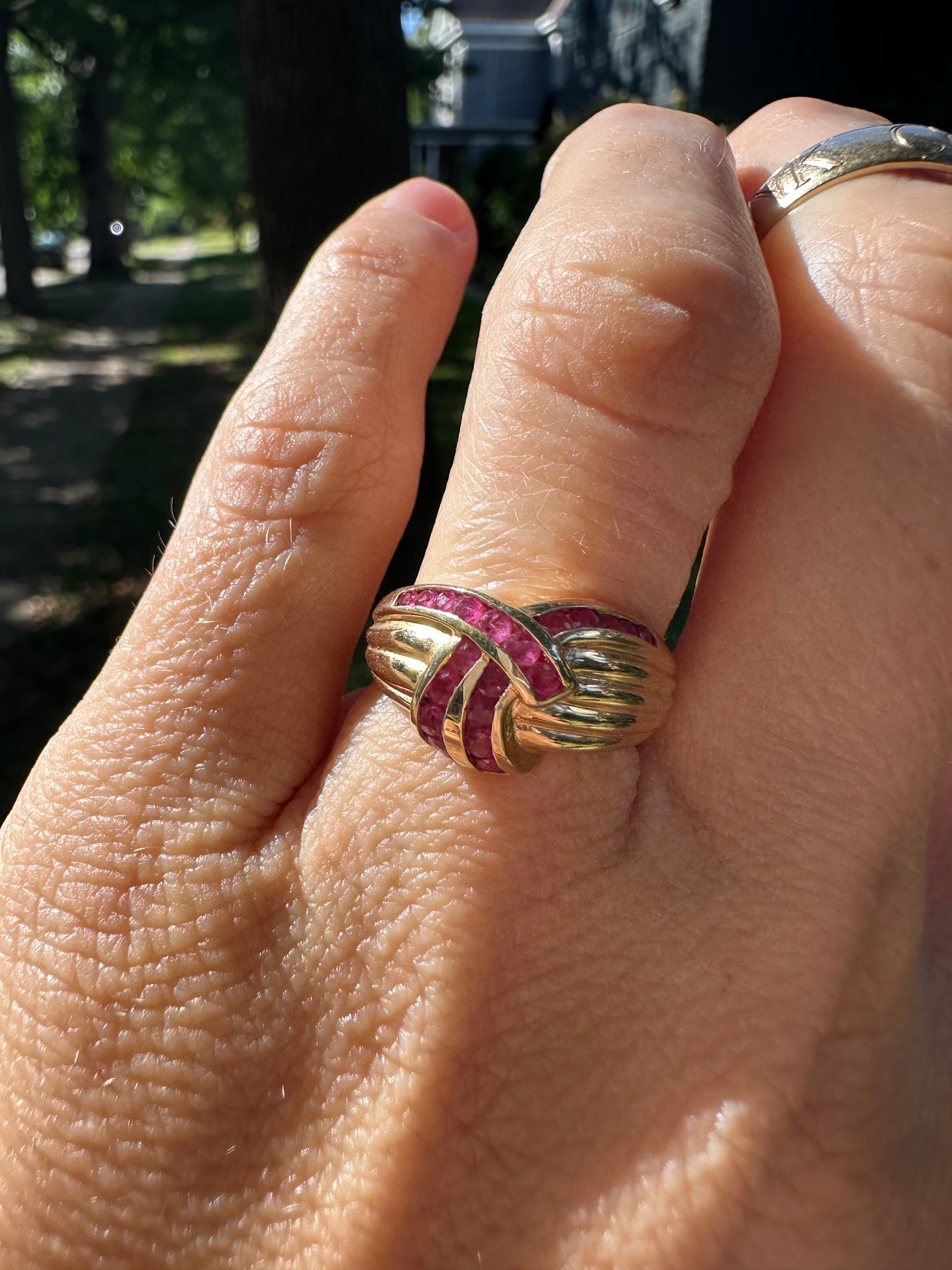 ruby and gold bypass ring