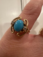 Turquoise and diamond ring