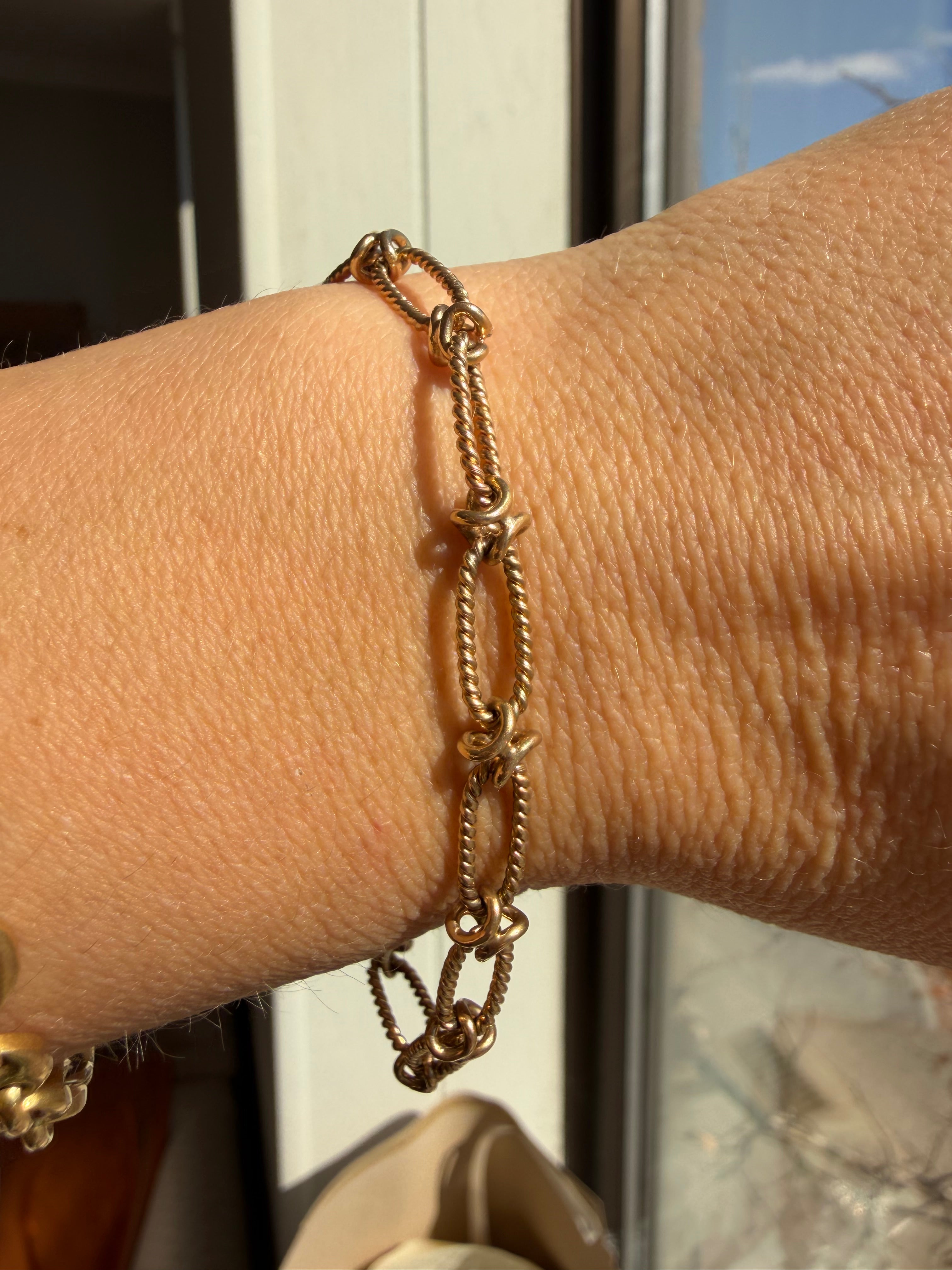 textured open link charm bracelet