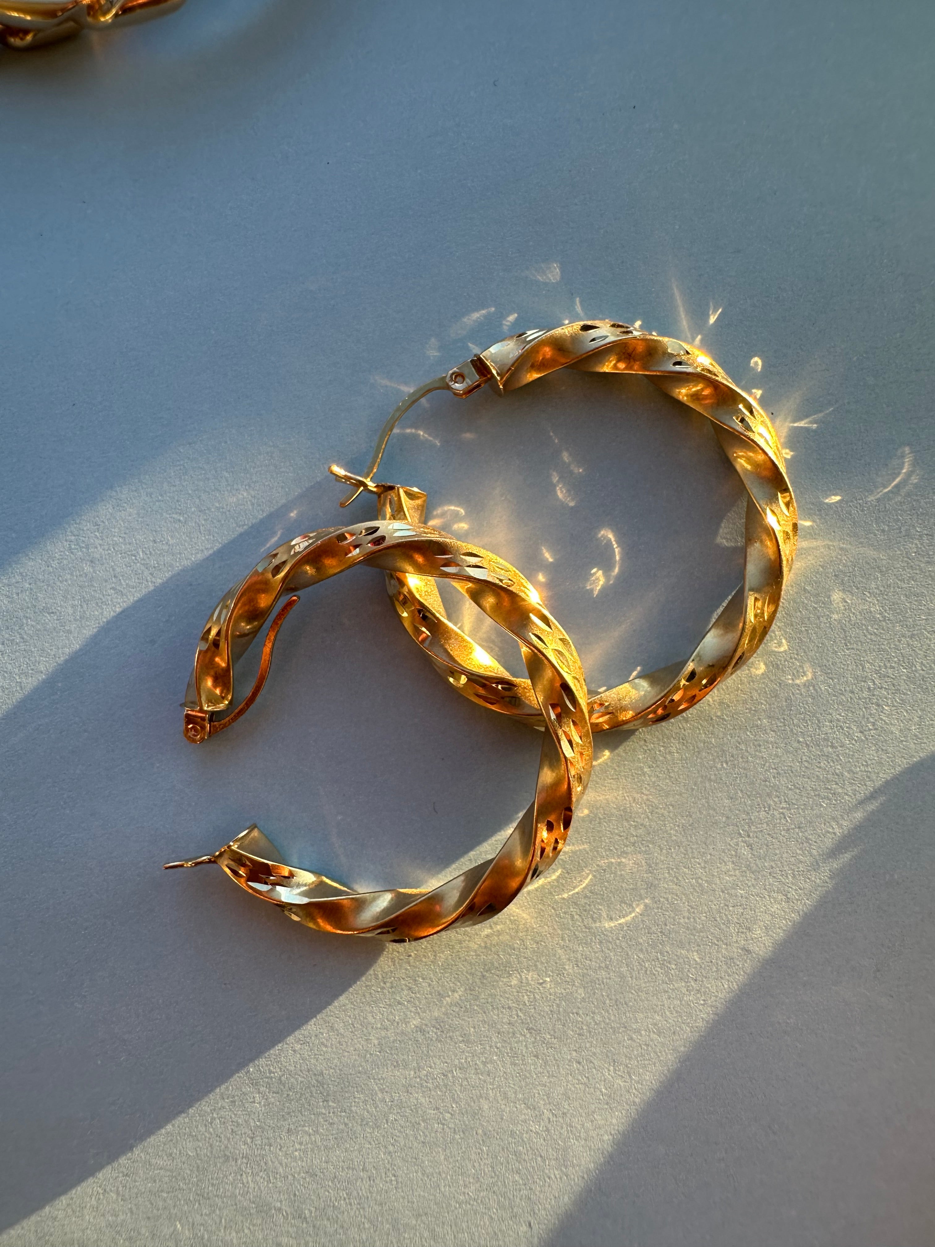 matte twist hoops with diamond cut shine