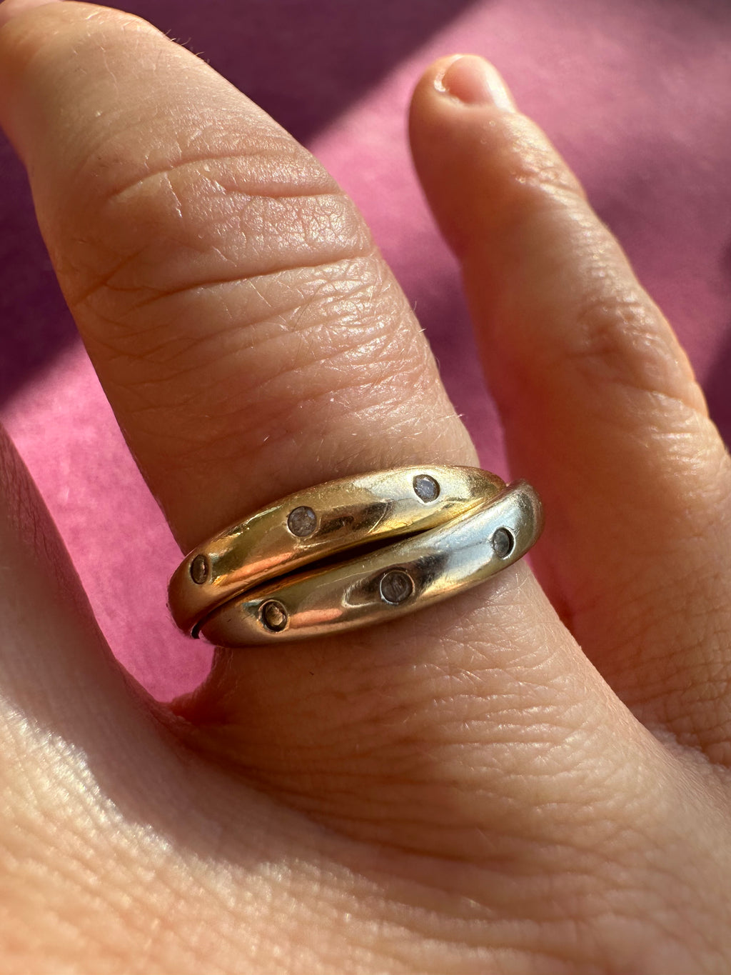 two tone sprinkle diamond band