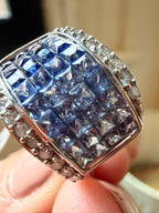 ombre sapphire, diamond and white gold ring
