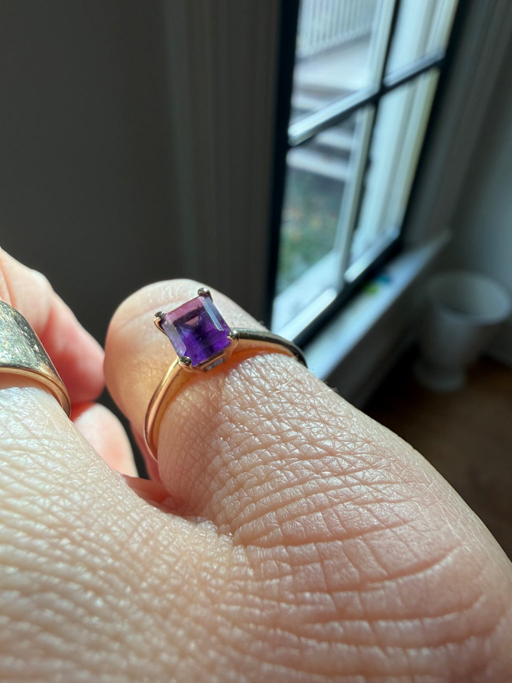 emerald cut amethyst ring