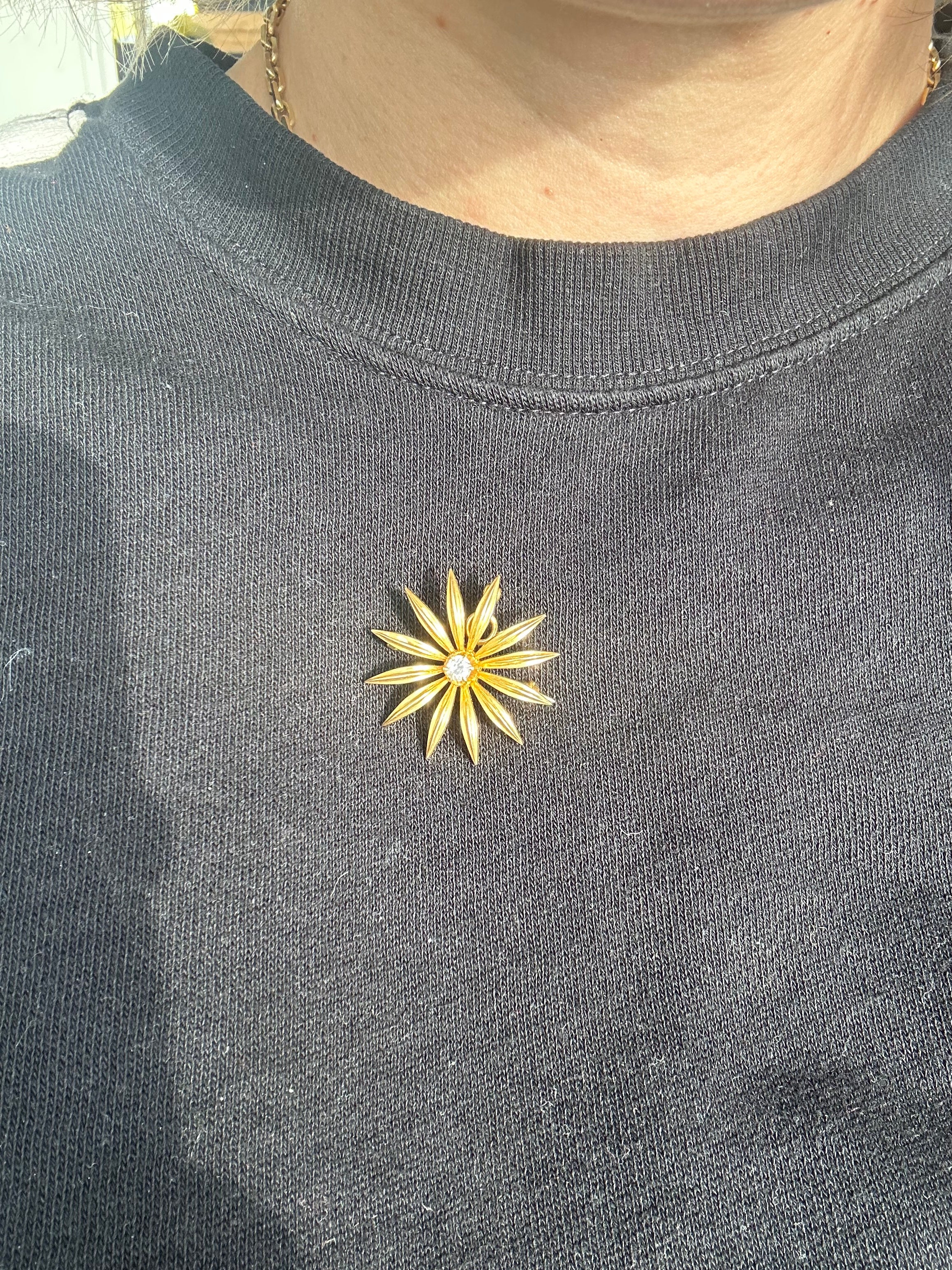 old mine cut diamond burst charm / brooch