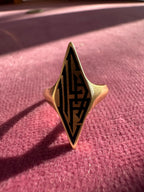 antique navette style onyx inlay signet