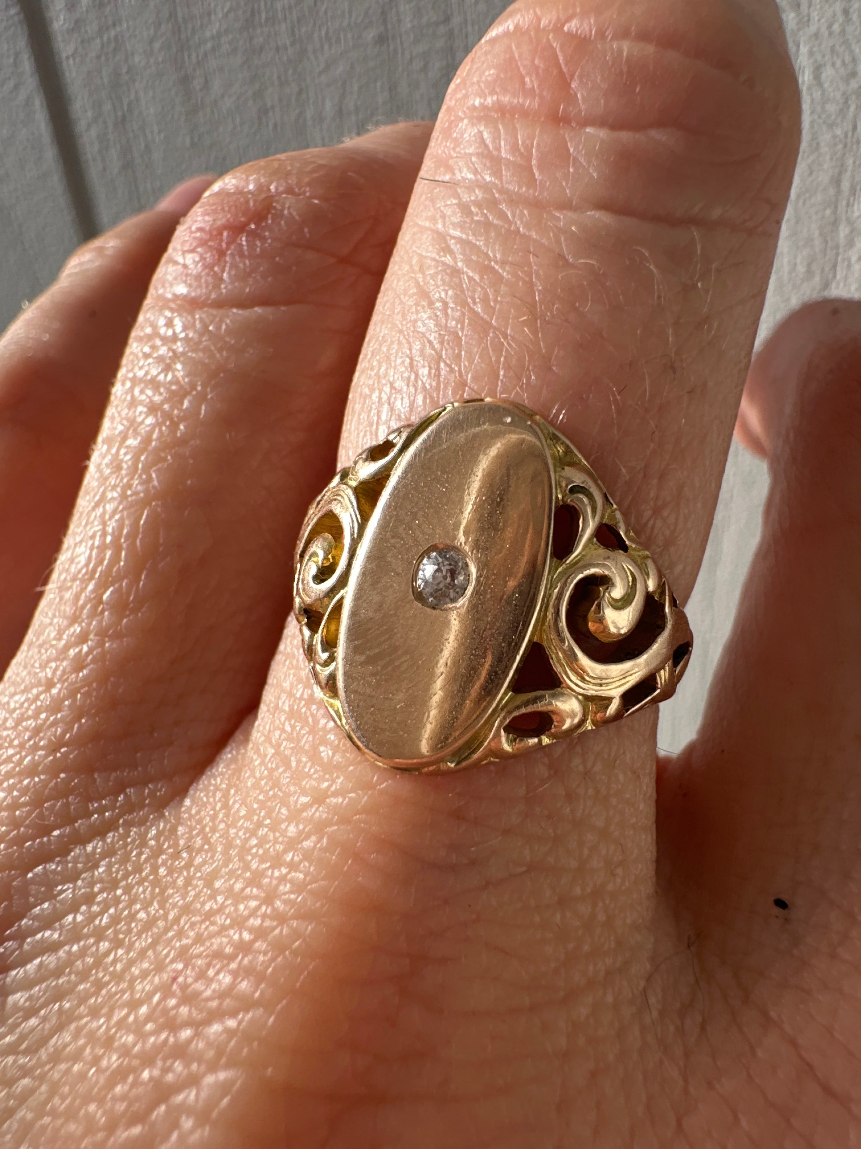 old mine cut diamond signet