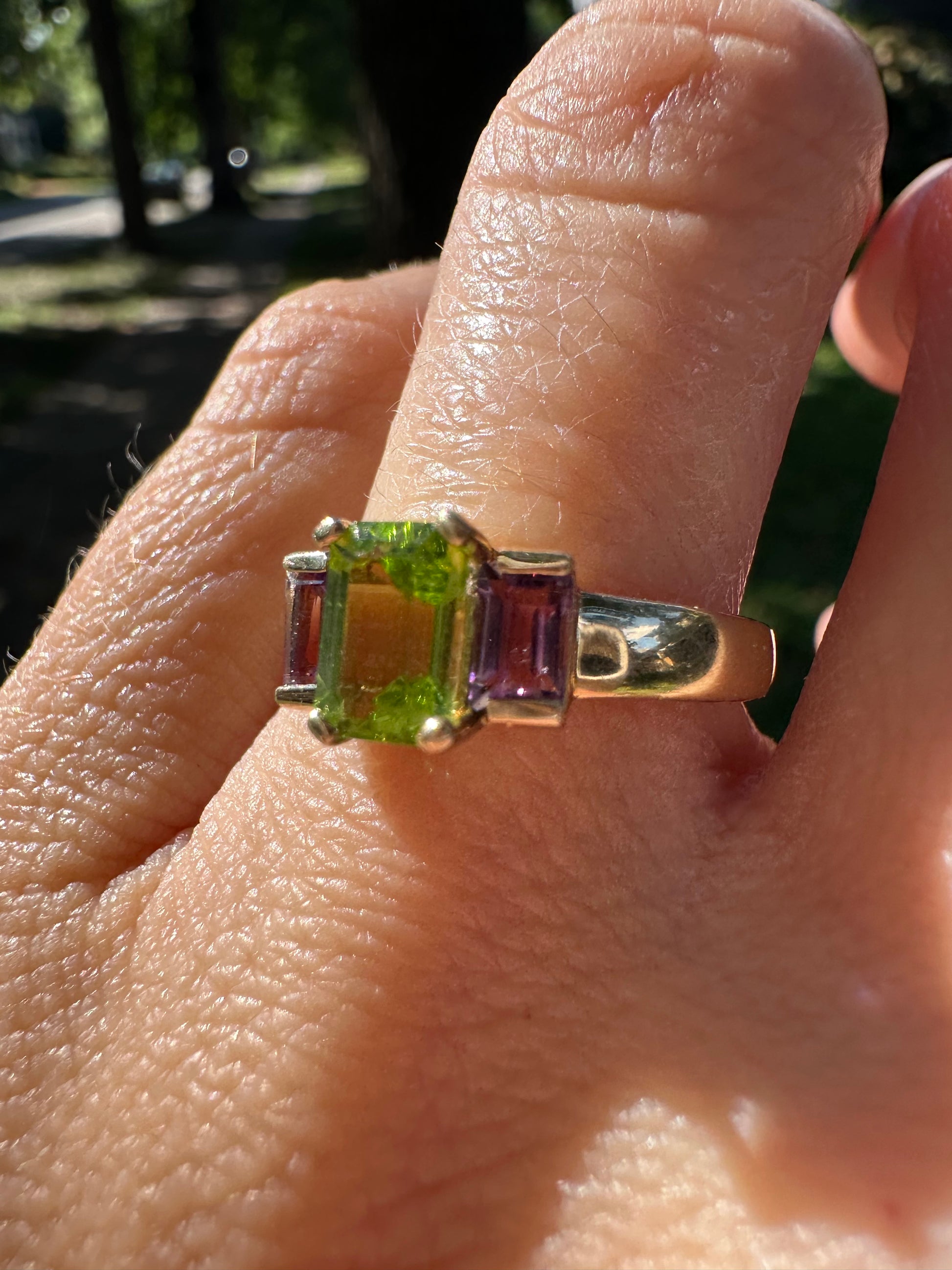 peridot and amethyst ring
