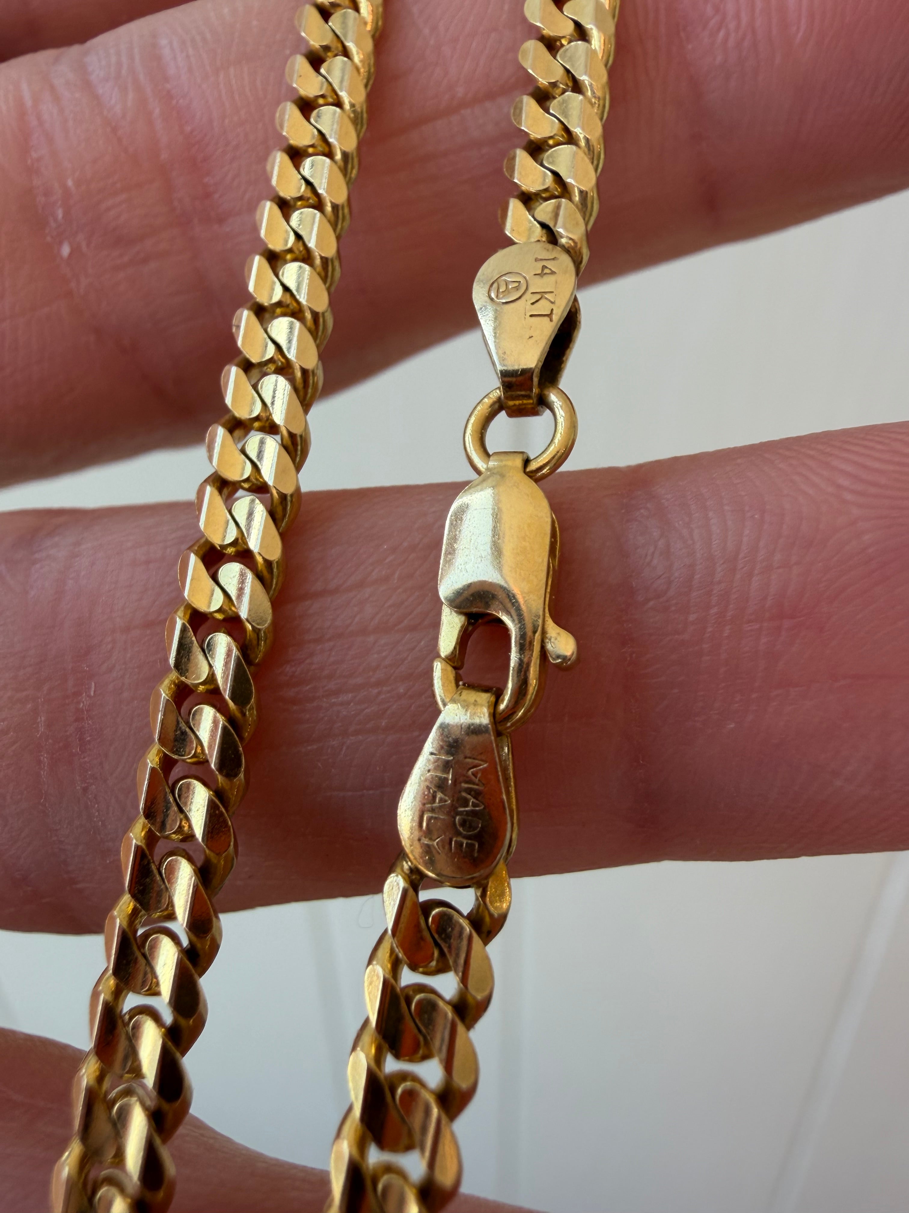 14k 24.25” solid curb chain
