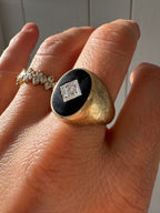 onyx and gold diamond ring