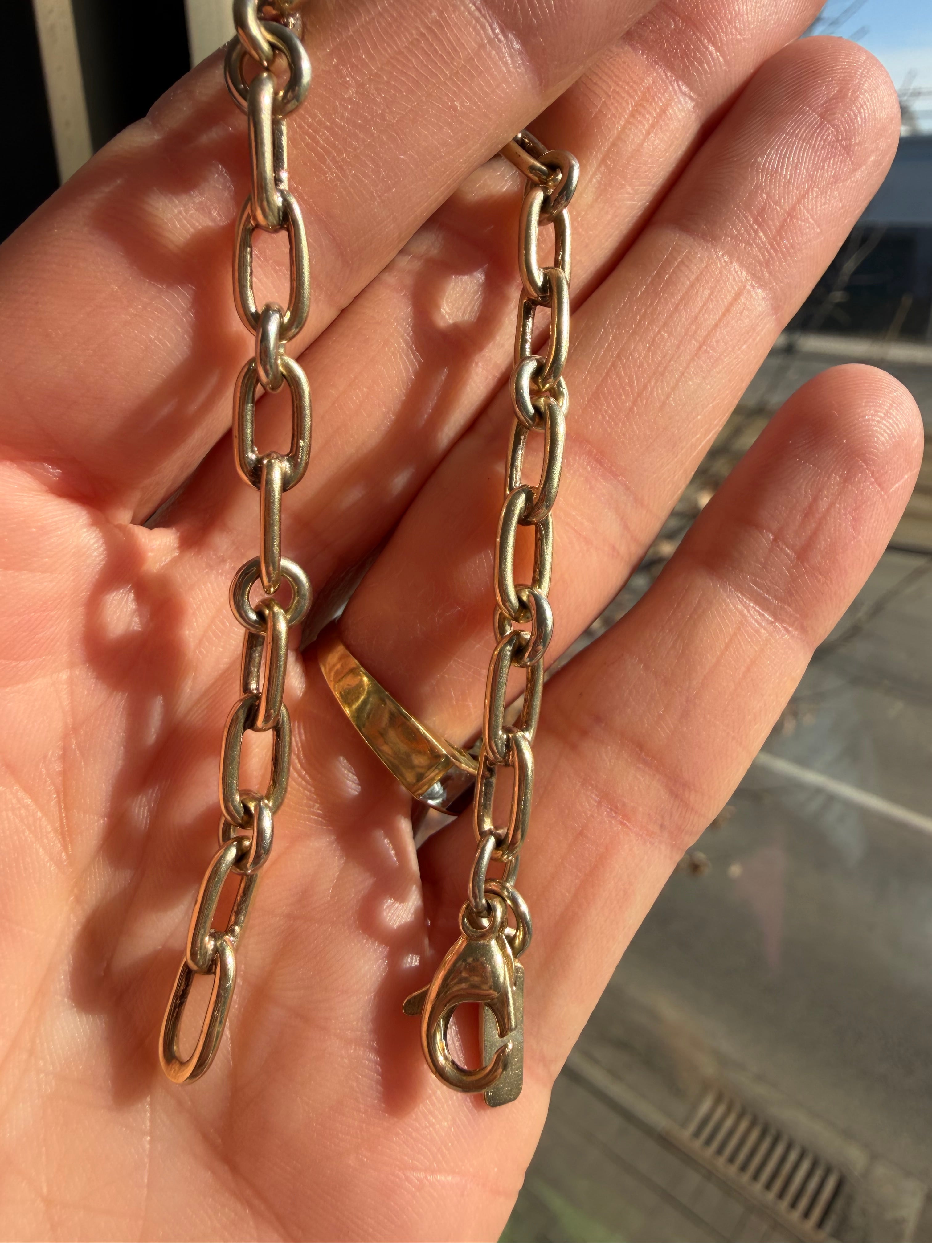 solid oval and round link bracelet