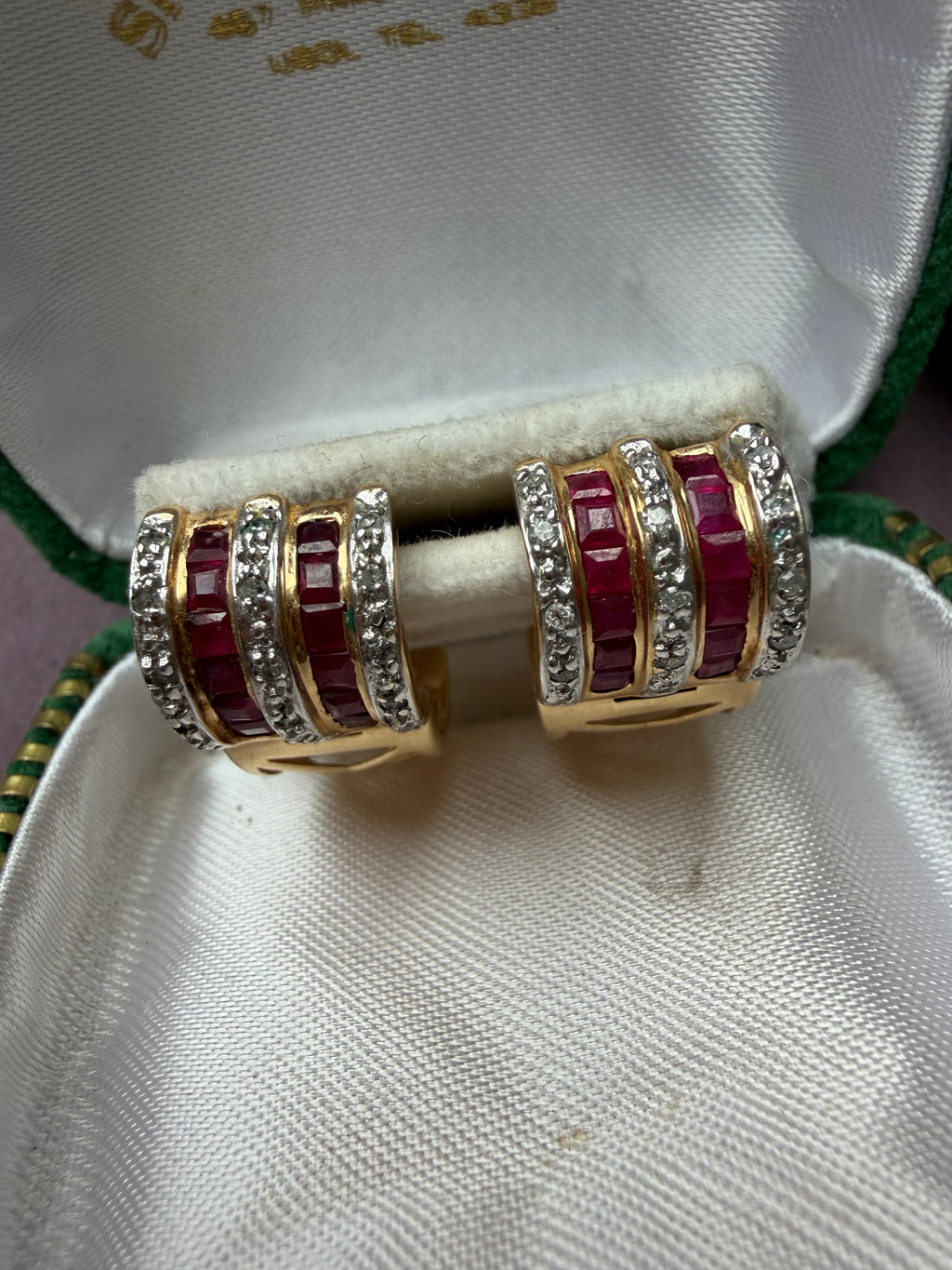 ruby and diamond huggie hoops