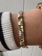 two tone triangle link with glass stones bracelet