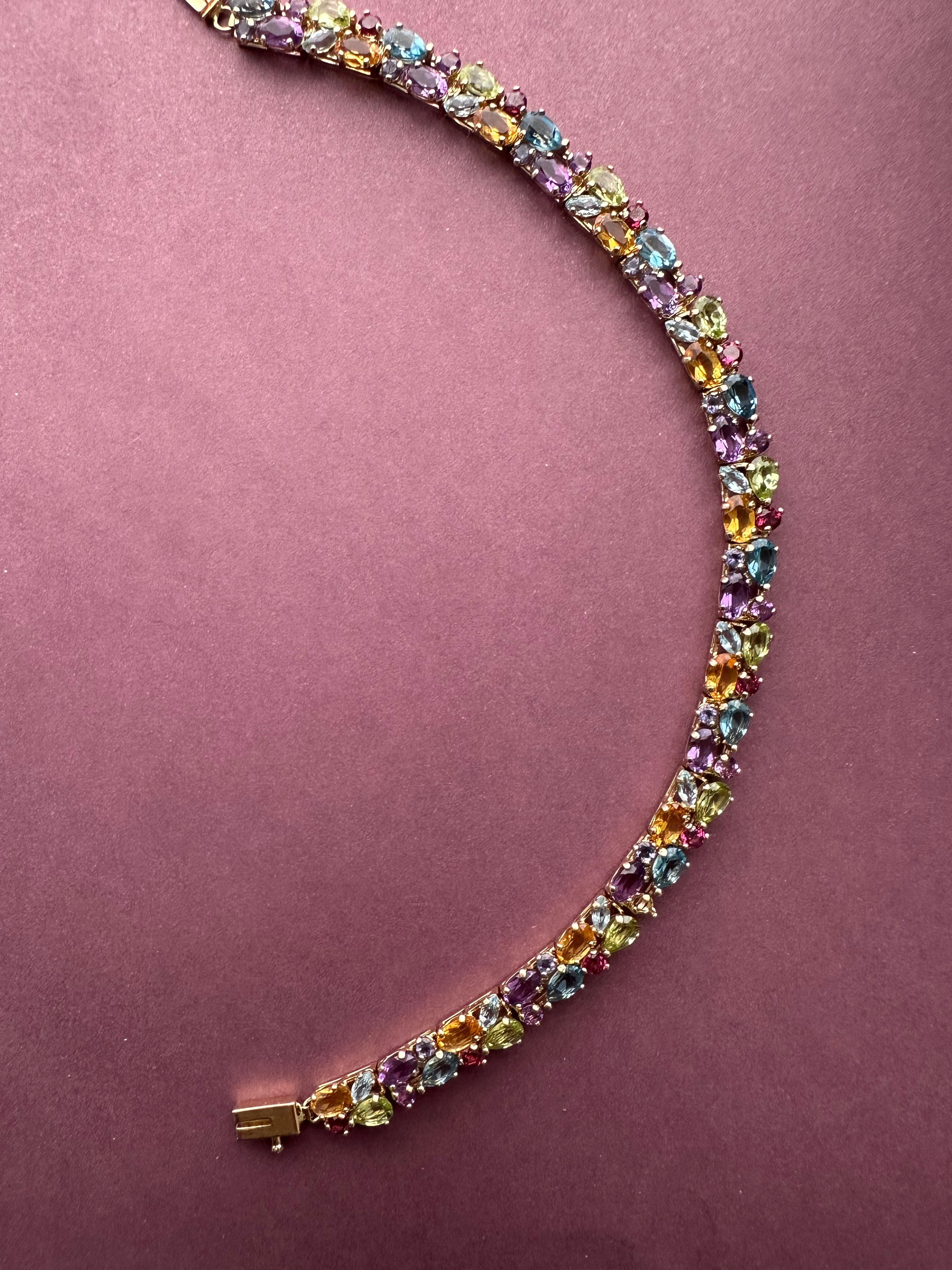 rainbow gemstone cobblestone bracelet