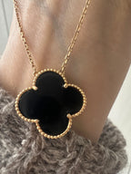 onyx clover on 18k chain