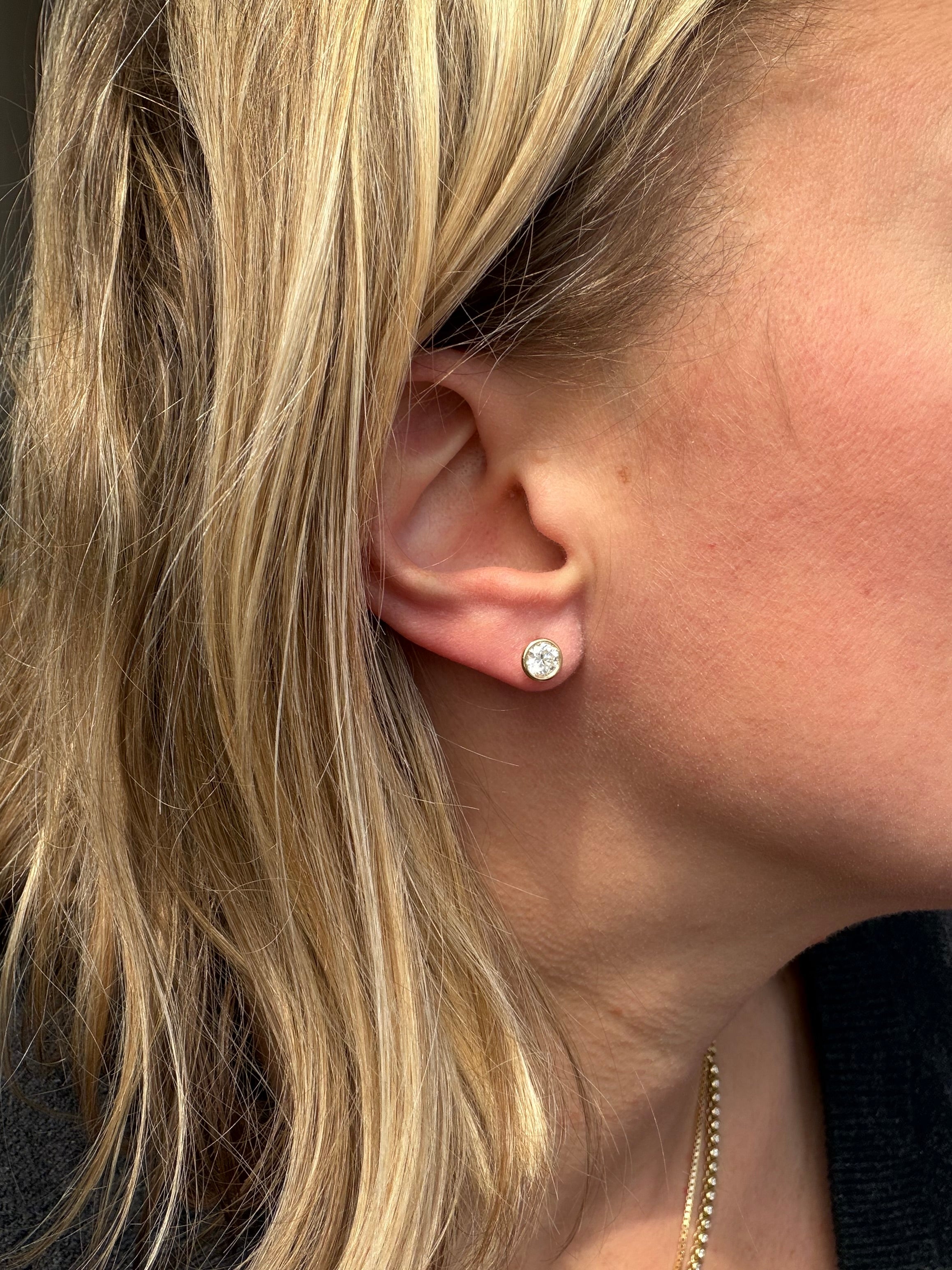 bezel and martini set lab diamond studs