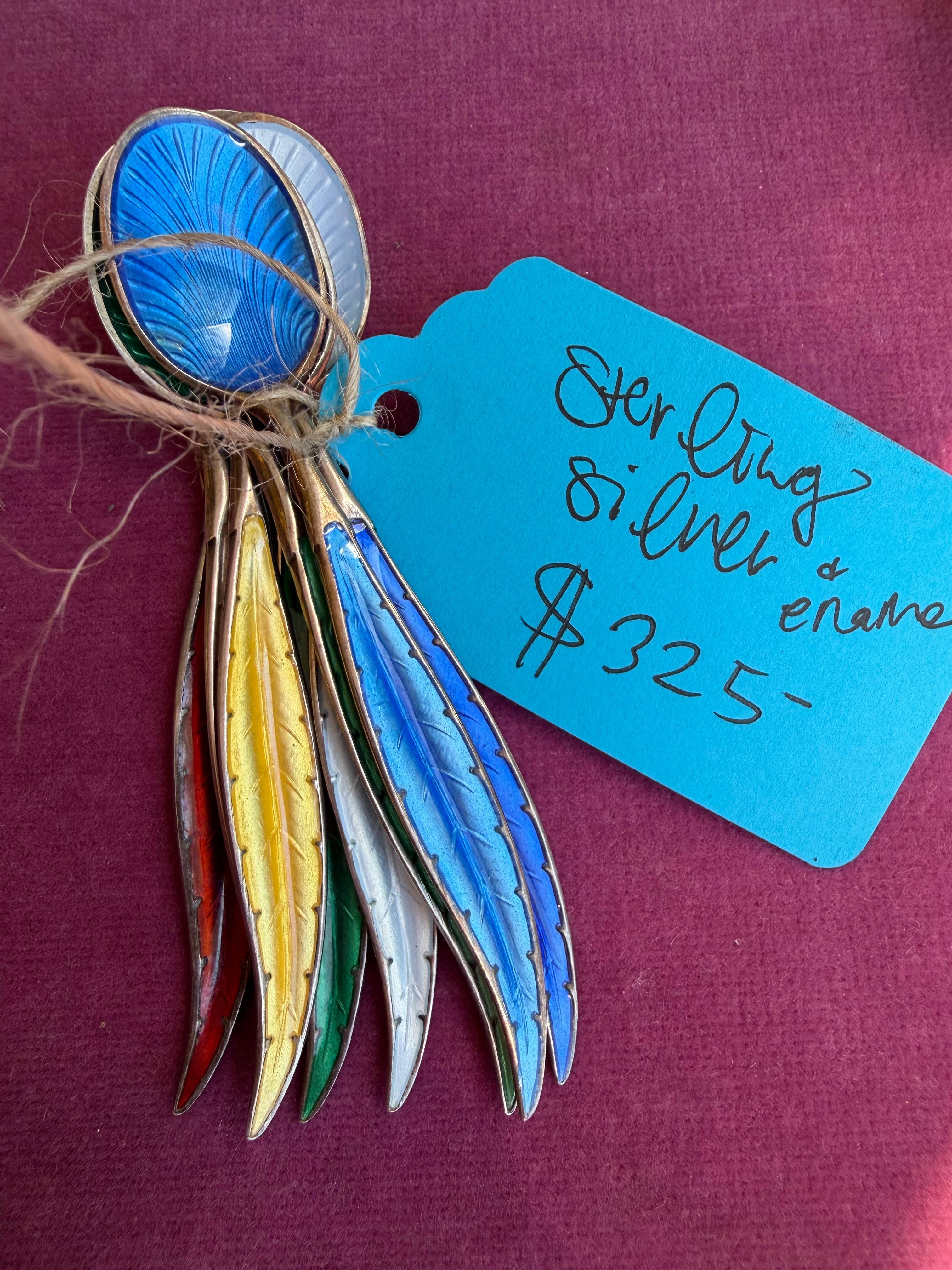 sterling silver and enamel spoons