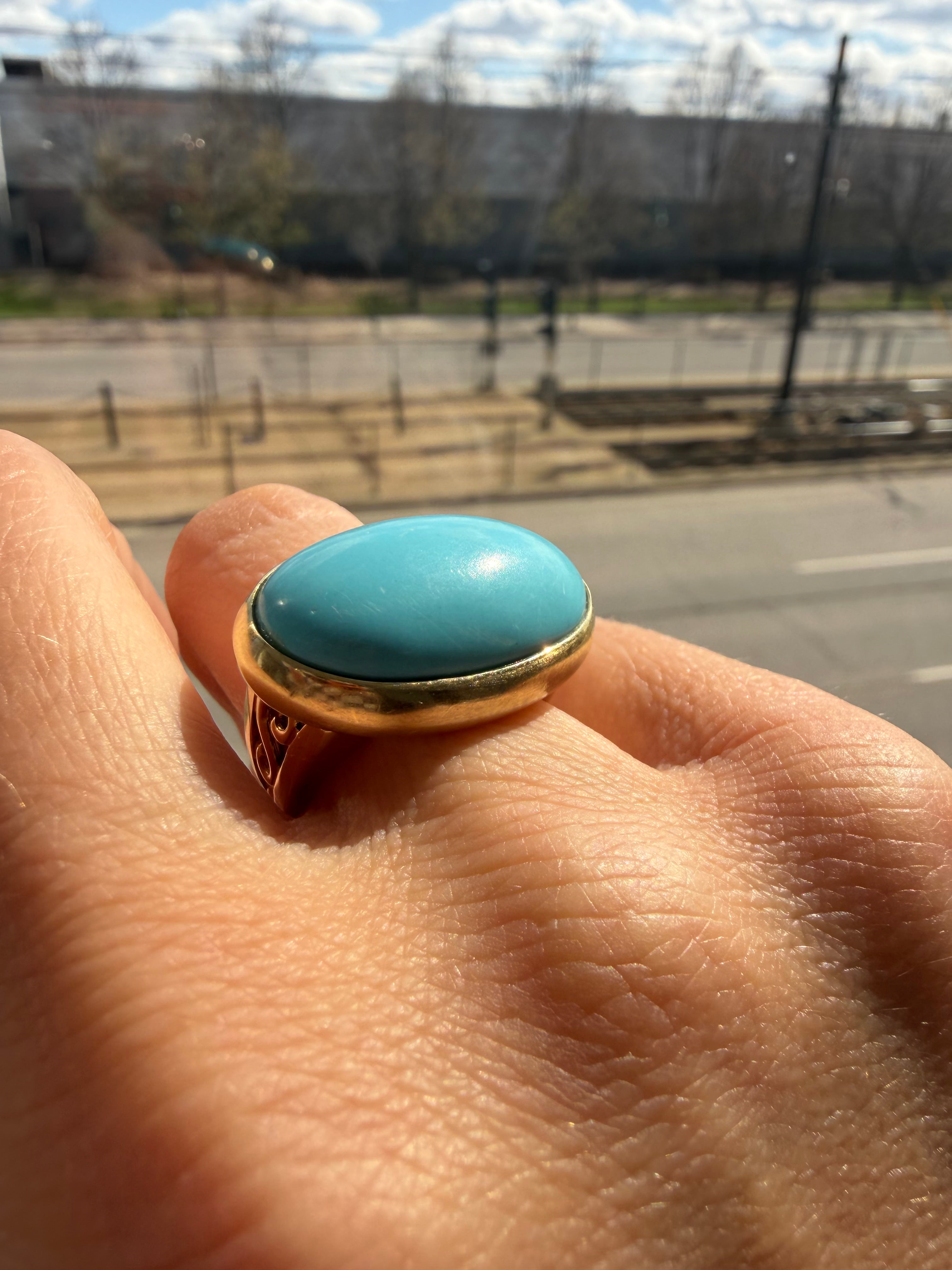 bezel set east west turquoise ring