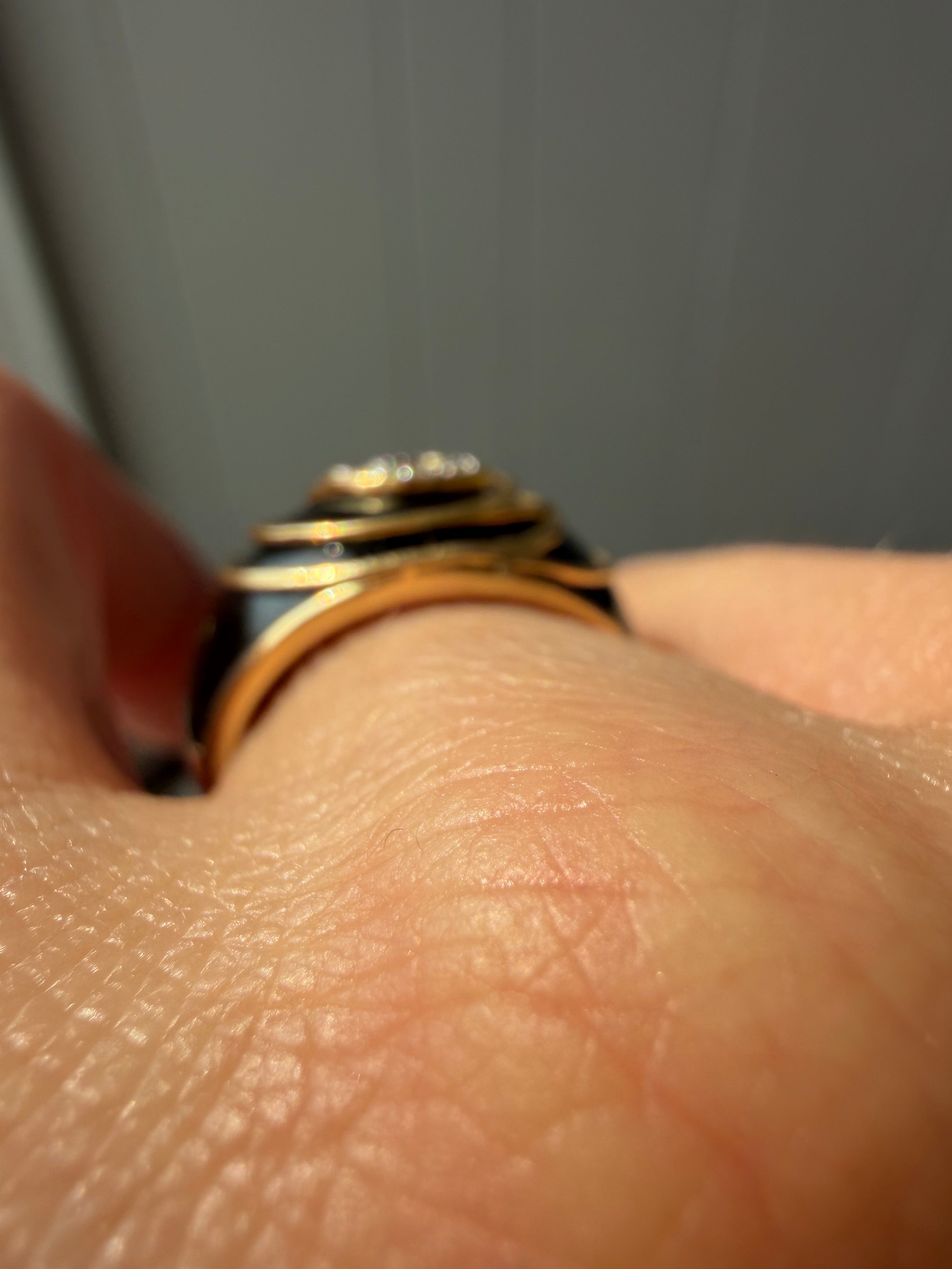 black onyx gold spiral ring