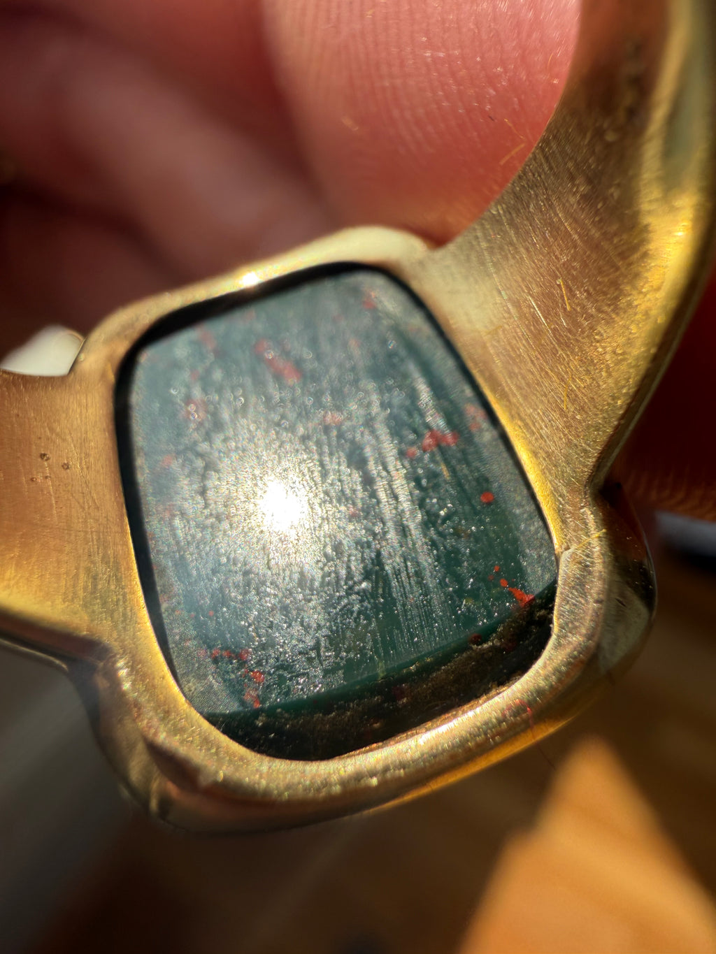 vintage JR Woods and Sons bloodstone signet