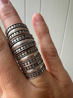 Dotted Wide Tapered Sterling Silver Ring