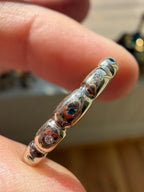 white gold bead band with blue and white diamonds