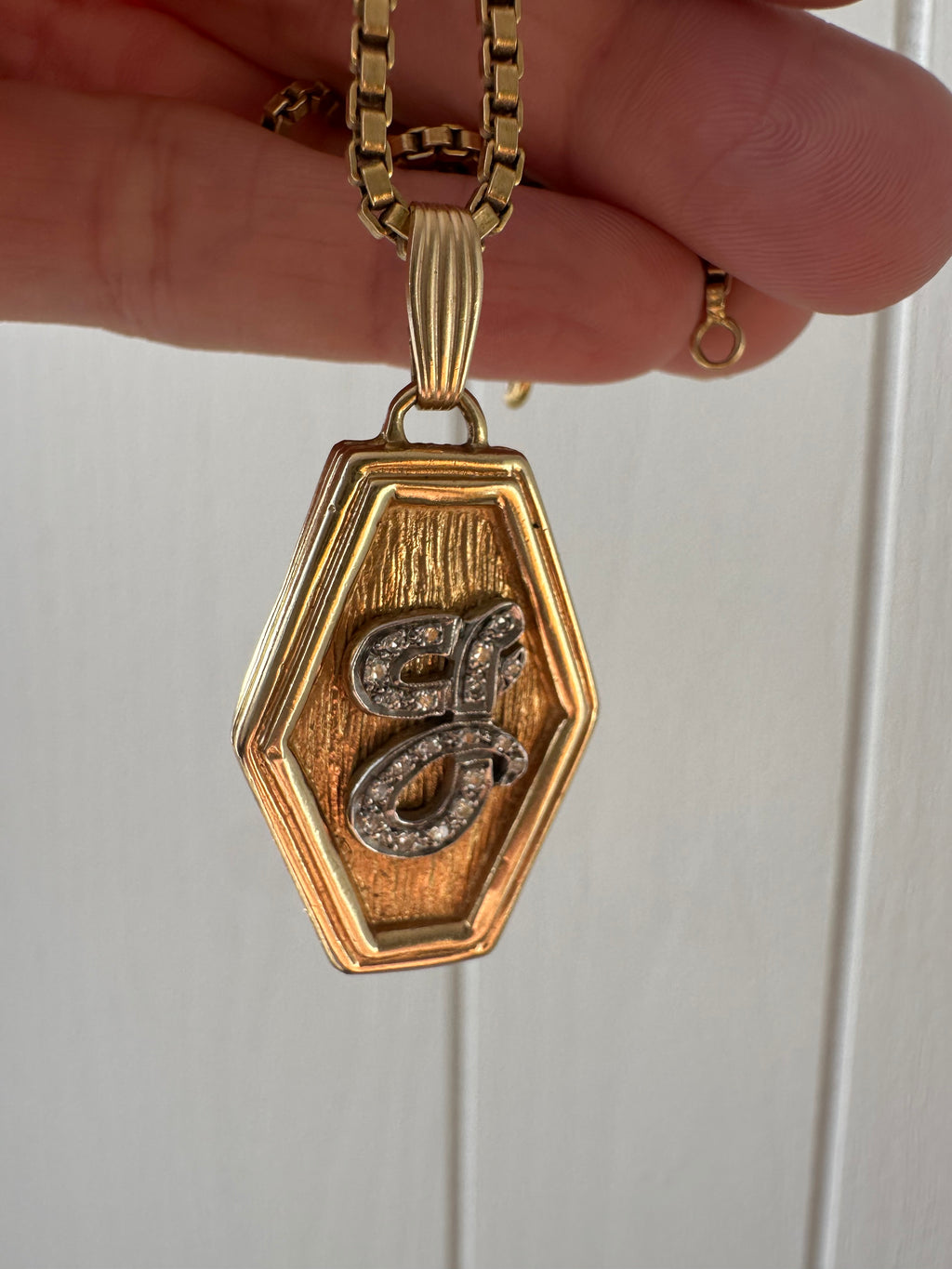 diamond J pendant