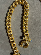 textured curb link bracelet with lapis clasp