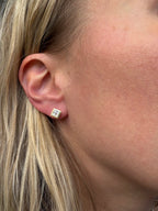 bezel set princess cut diamond studs