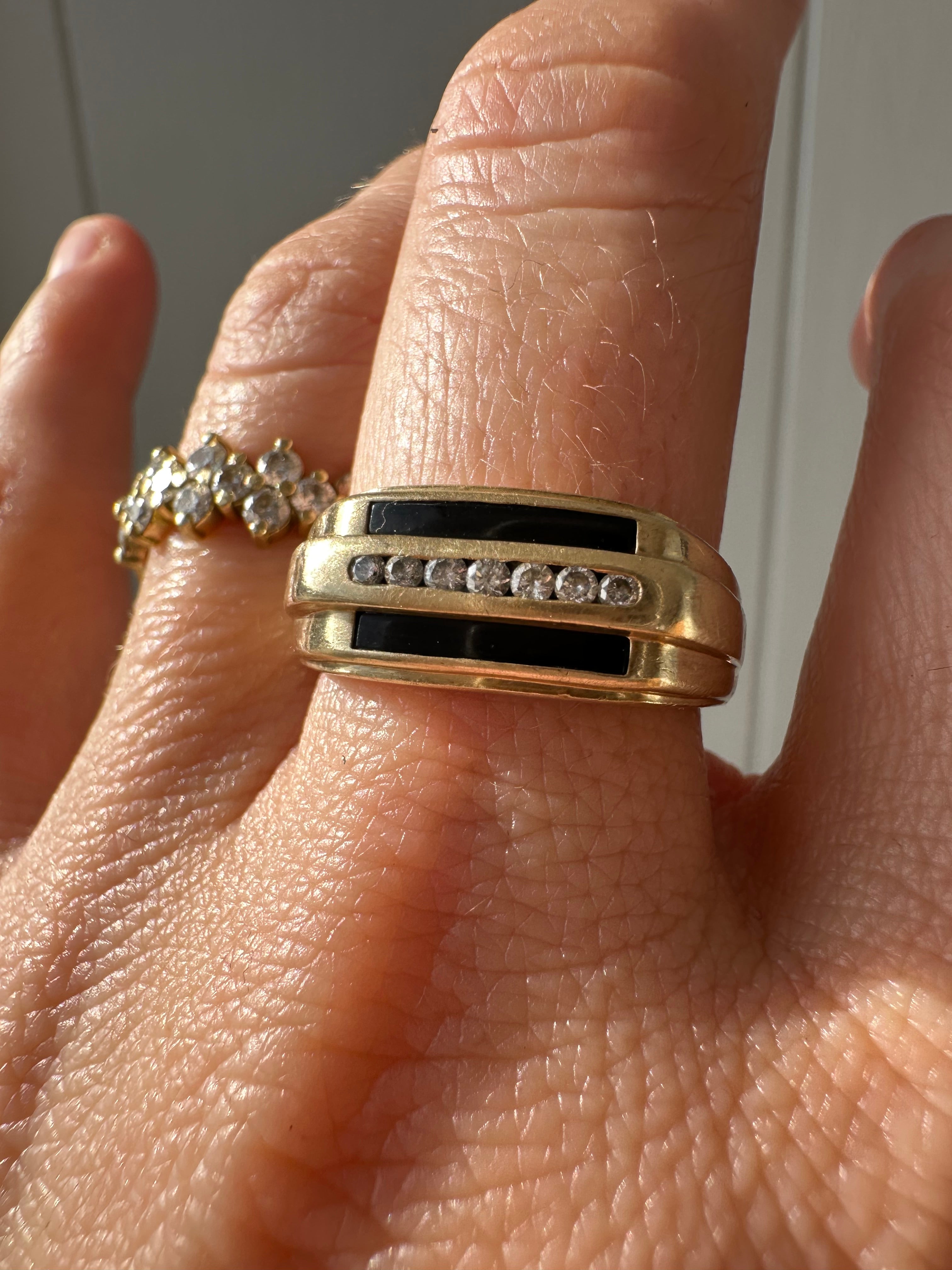 onyx and diamond striped ring