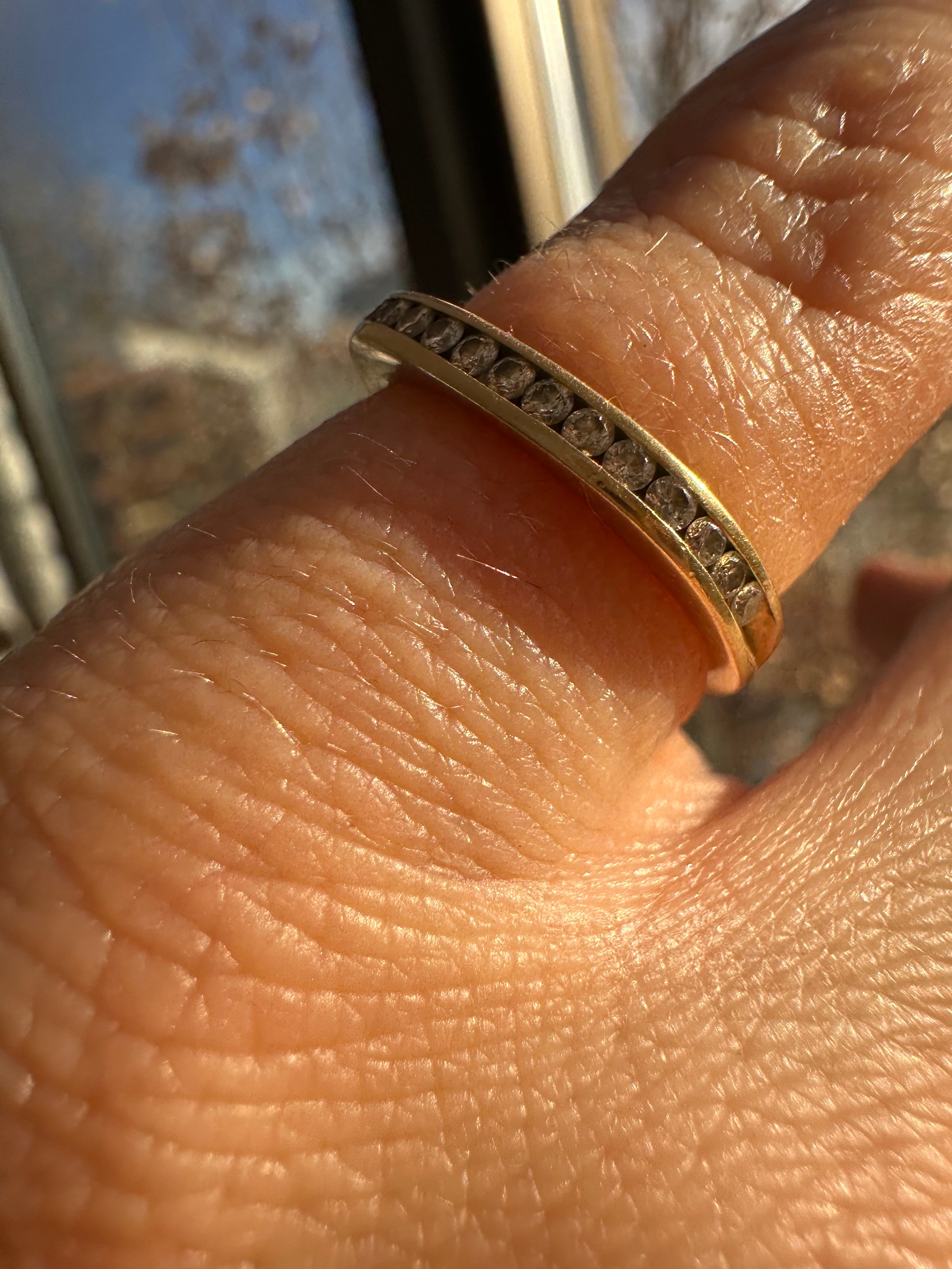 squared off channel set diamond band