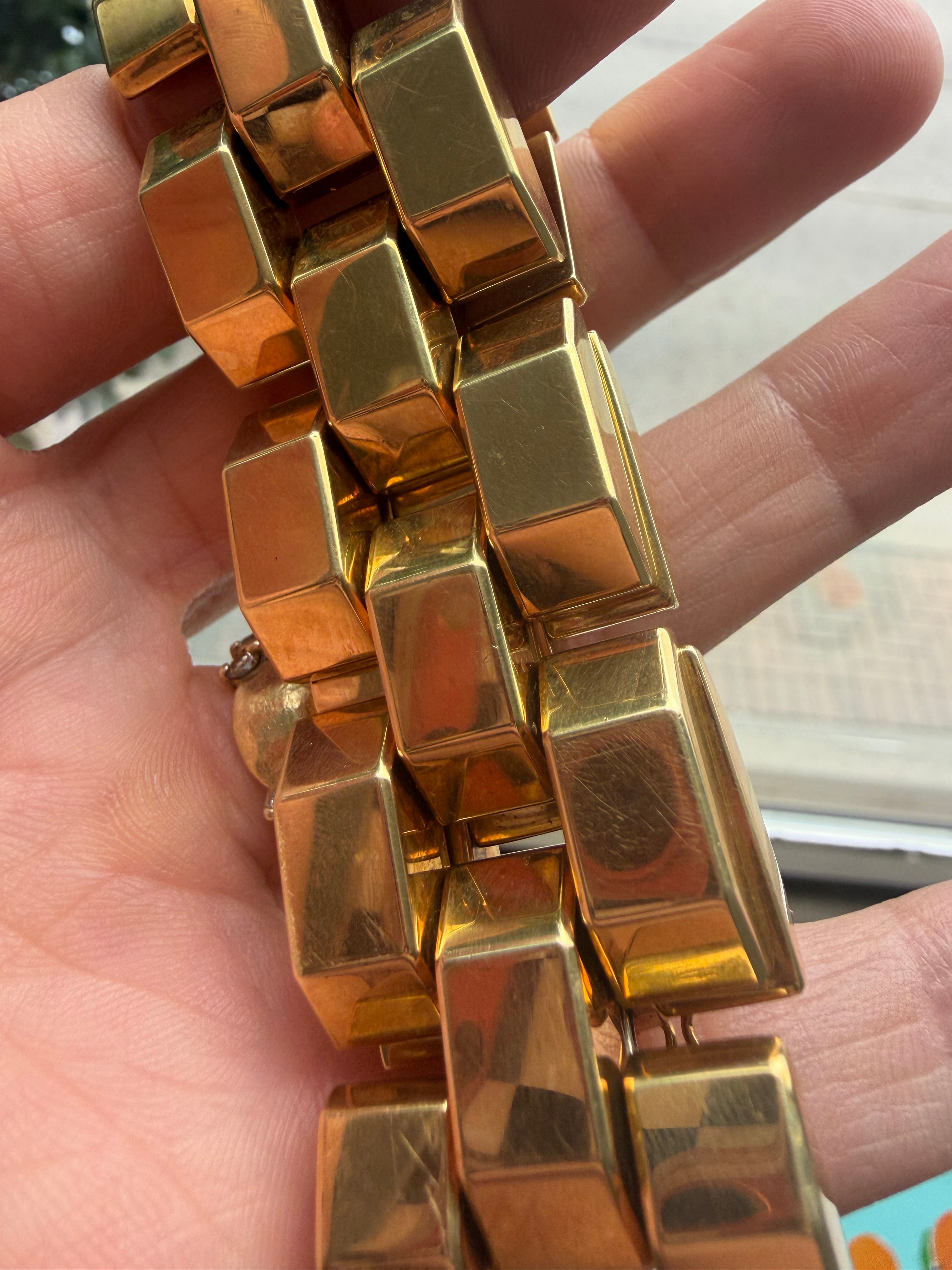 chunky blocky 18k gold bracelet