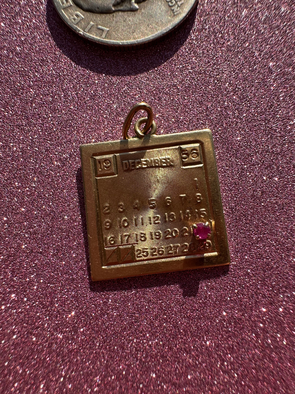 vintage December 22 1956 calendar charm