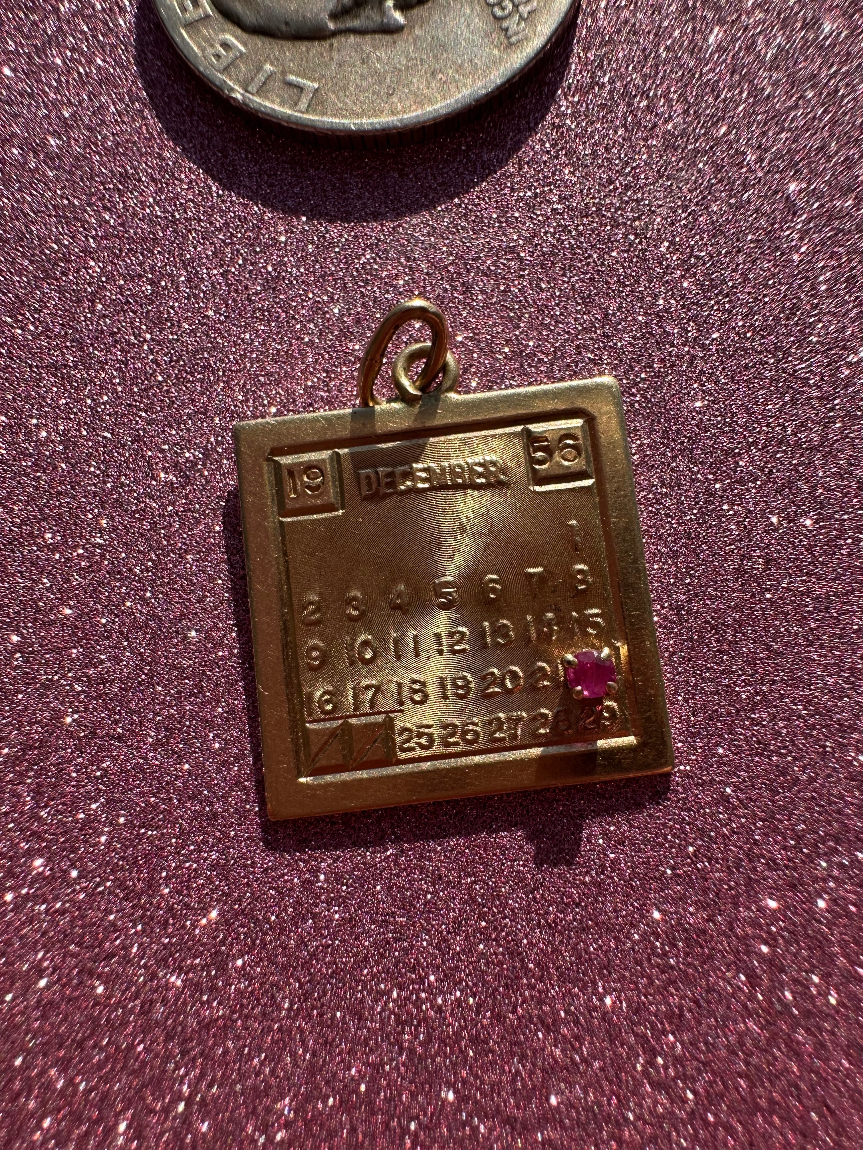vintage December 22 1956 calendar charm