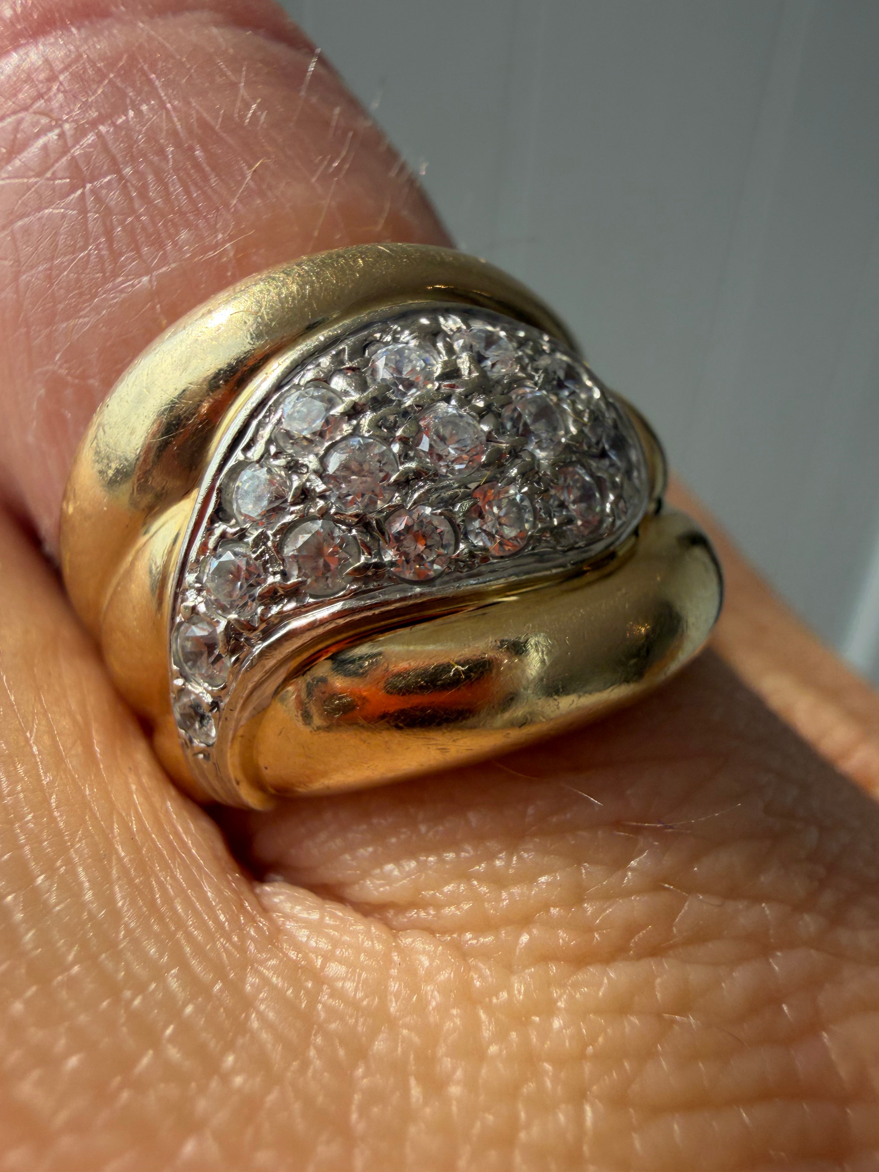 chunky 10k gold and CZ statement ring