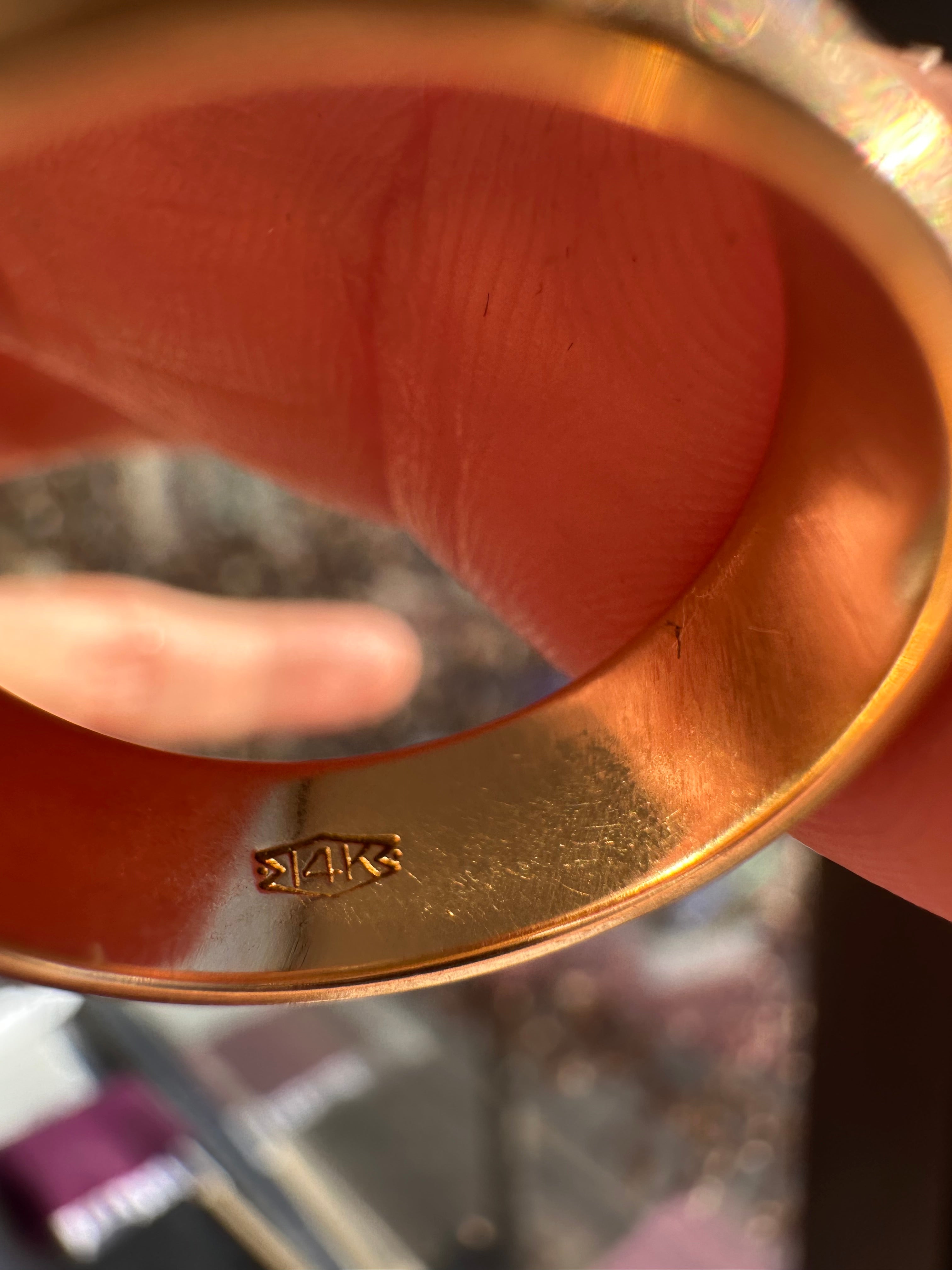 floral band with black enamel